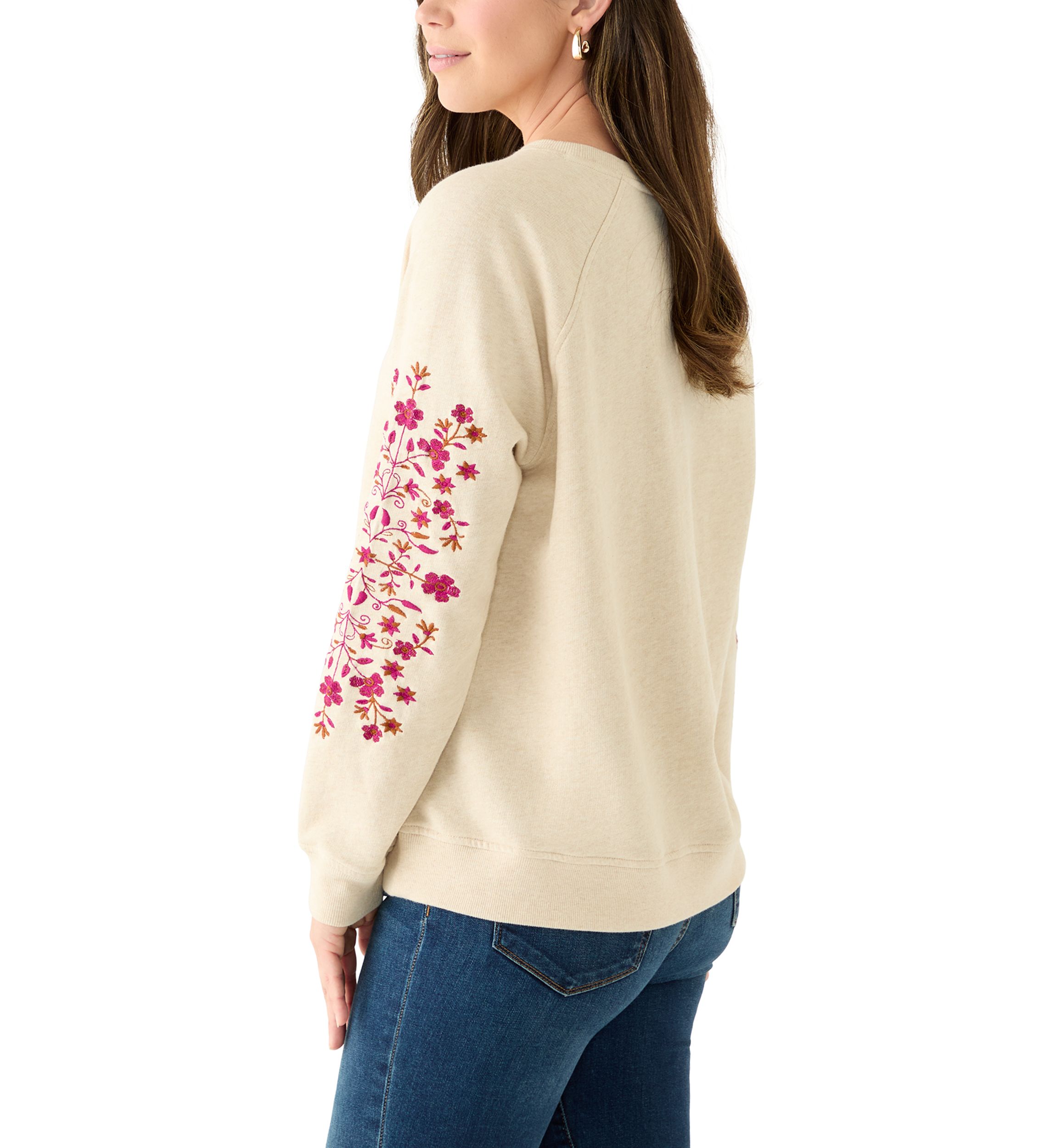 Womens Long Sleeve Embroidered Sweatshirt