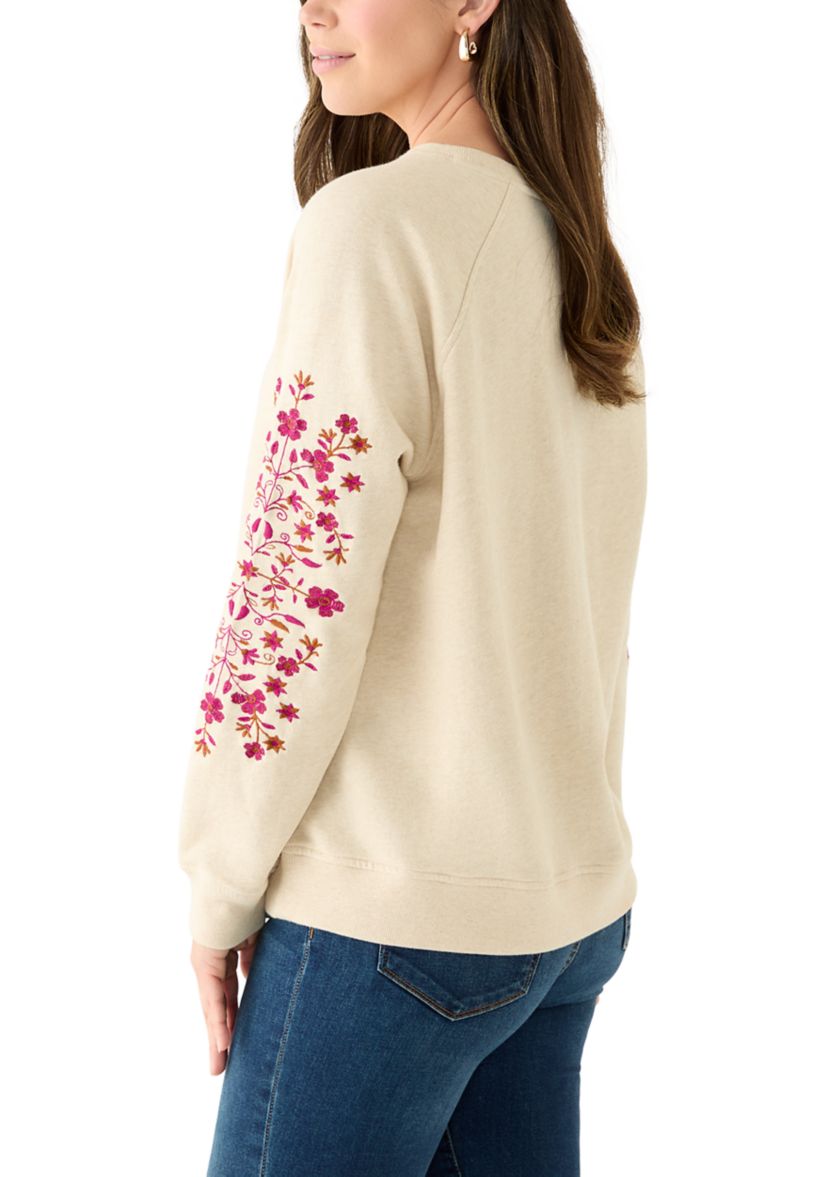 Womens Long Sleeve Embroidered Sweatshirt