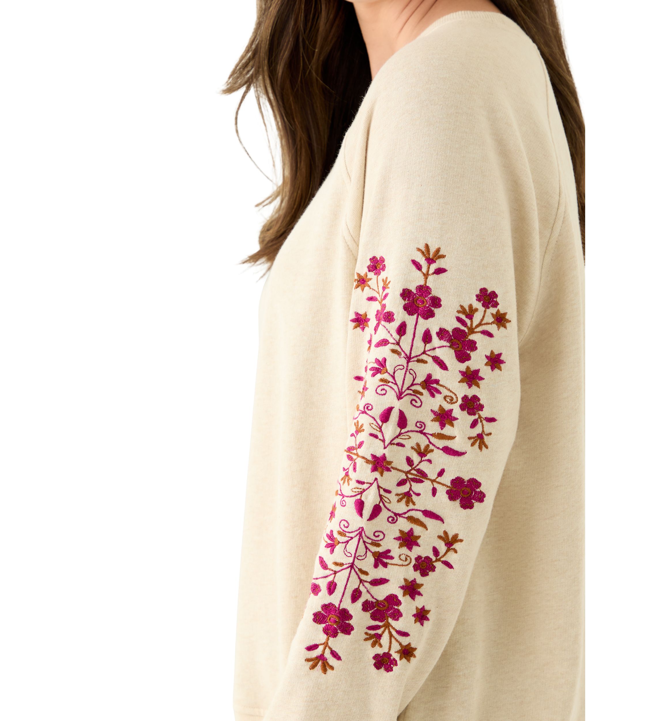 Womens Long Sleeve Embroidered Sweatshirt