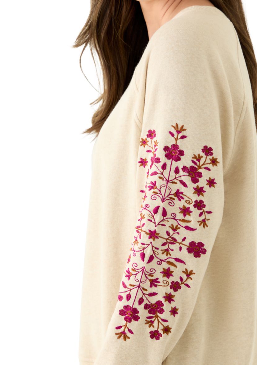 Womens Long Sleeve Embroidered Sweatshirt