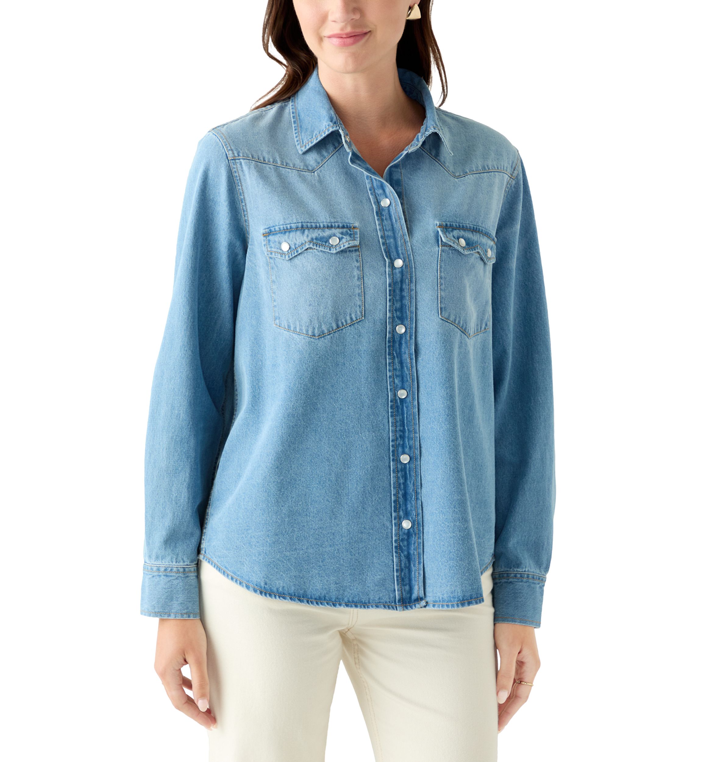Womens Long Sleeve Western Denim Shirt