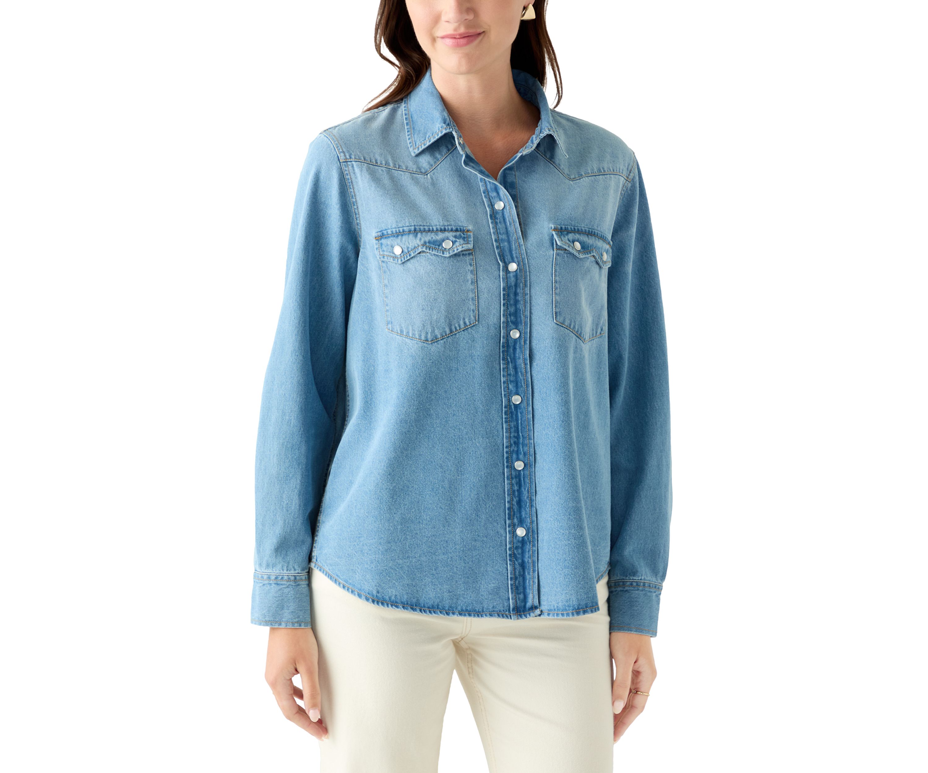Womens Long Sleeve Western Denim Shirt