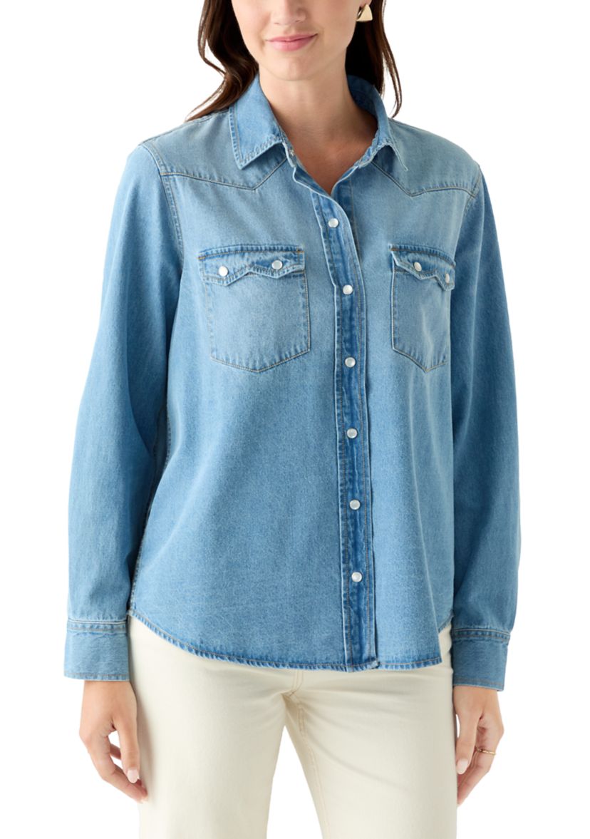 Womens Long Sleeve Western Denim Shirt