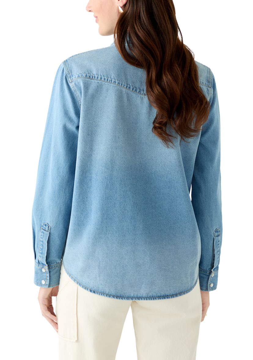 Womens Long Sleeve Western Denim Shirt