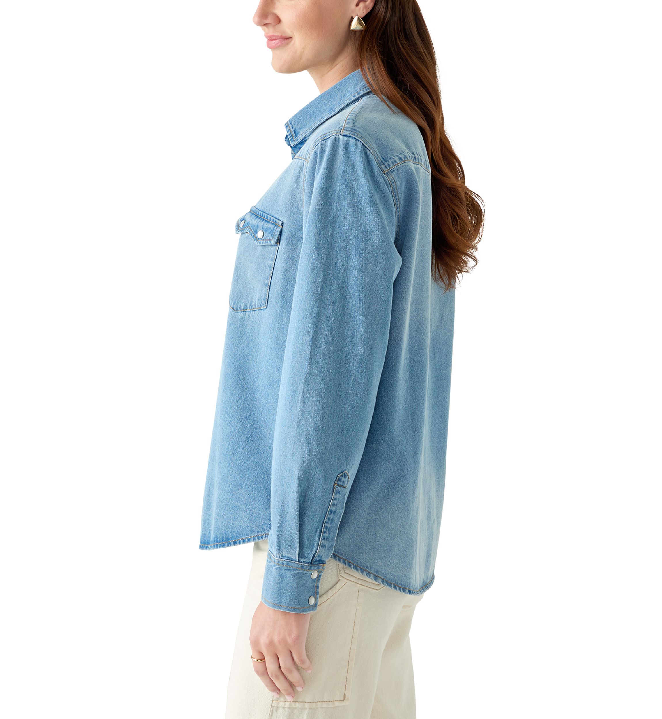 Womens Long Sleeve Western Denim Shirt