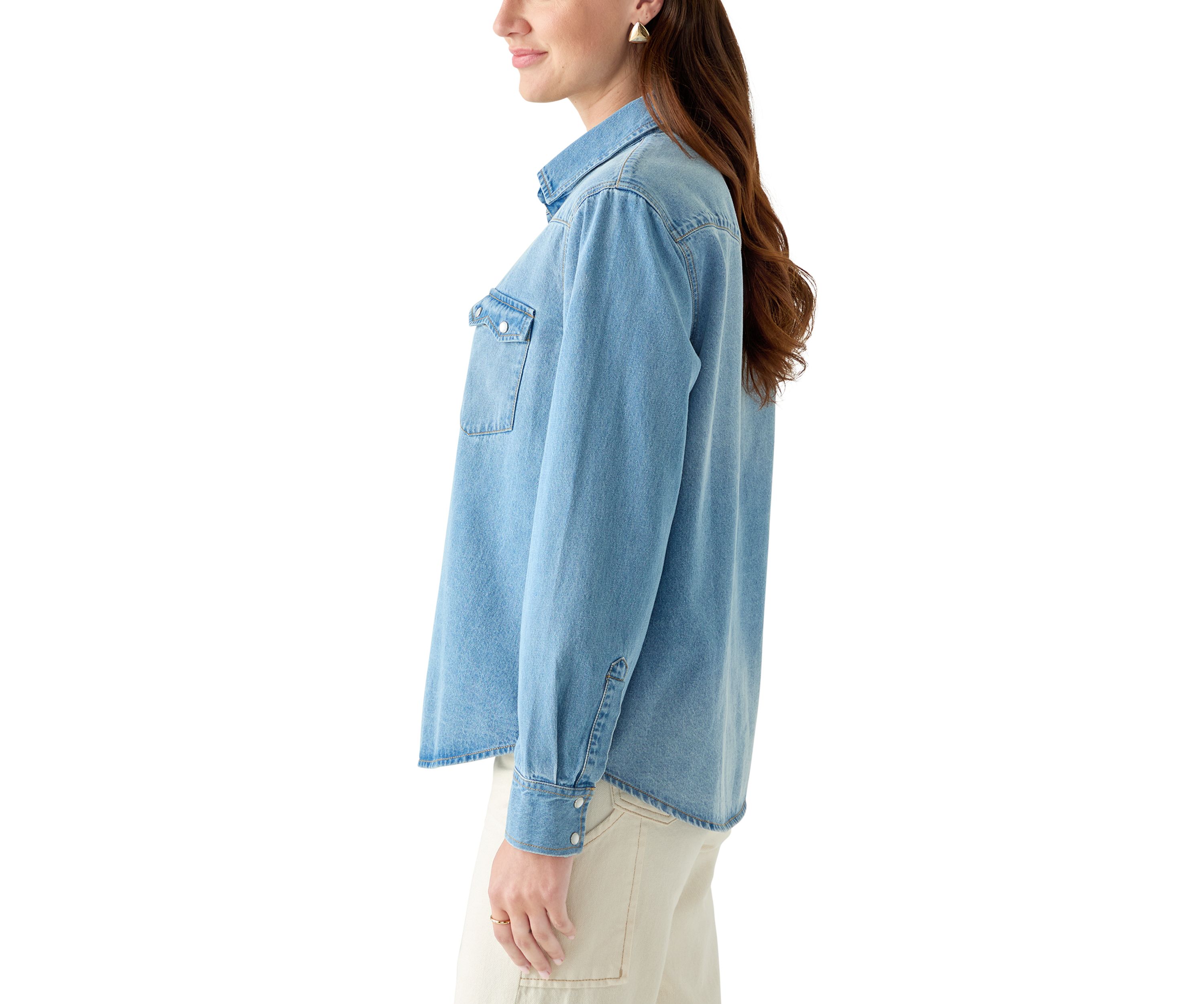 Womens Long Sleeve Western Denim Shirt