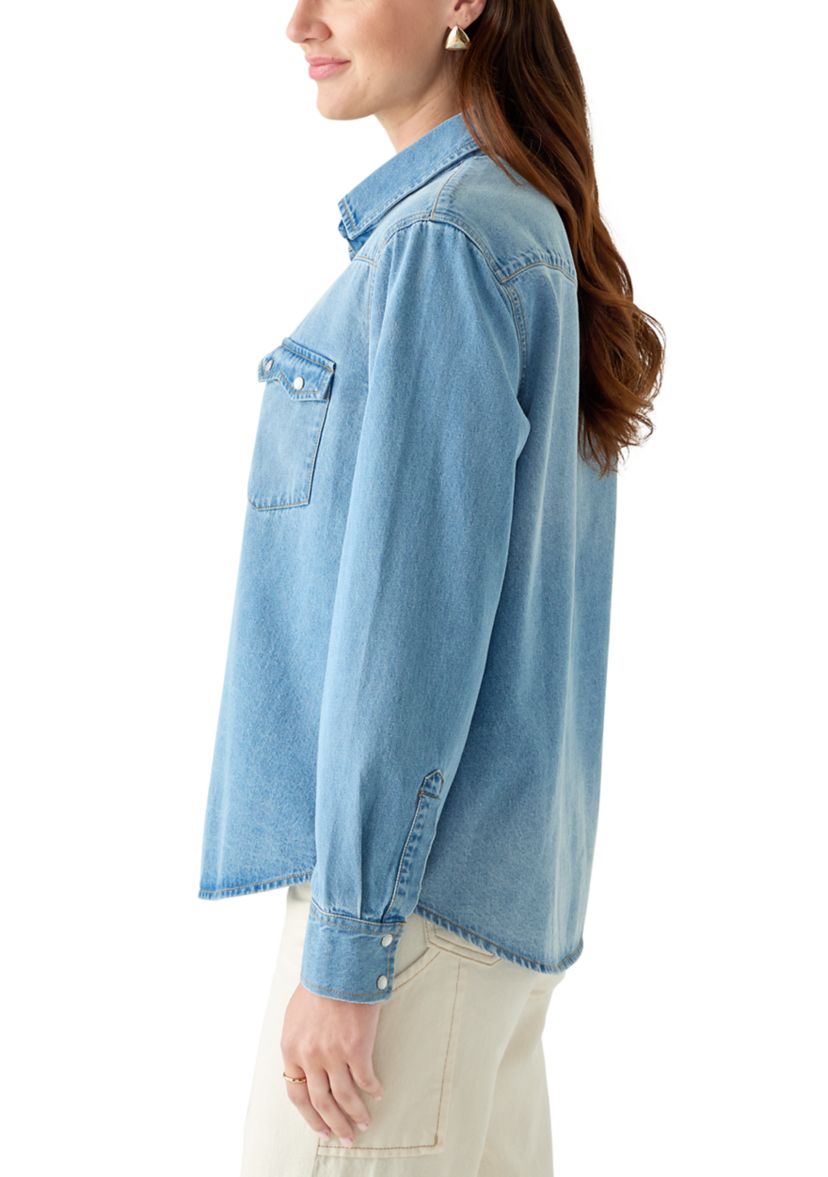 Womens Long Sleeve Western Denim Shirt