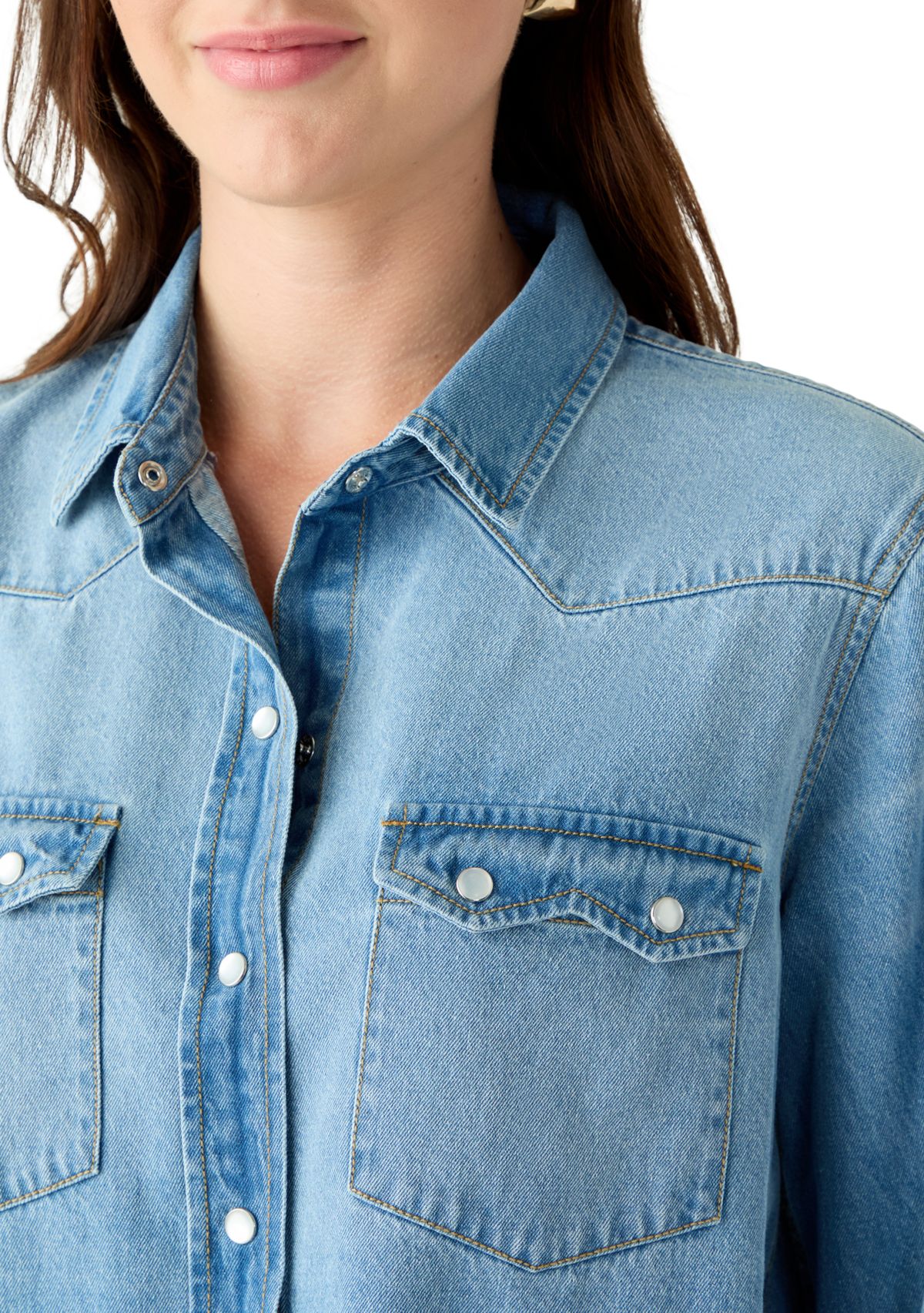 Womens Long Sleeve Western Denim Shirt