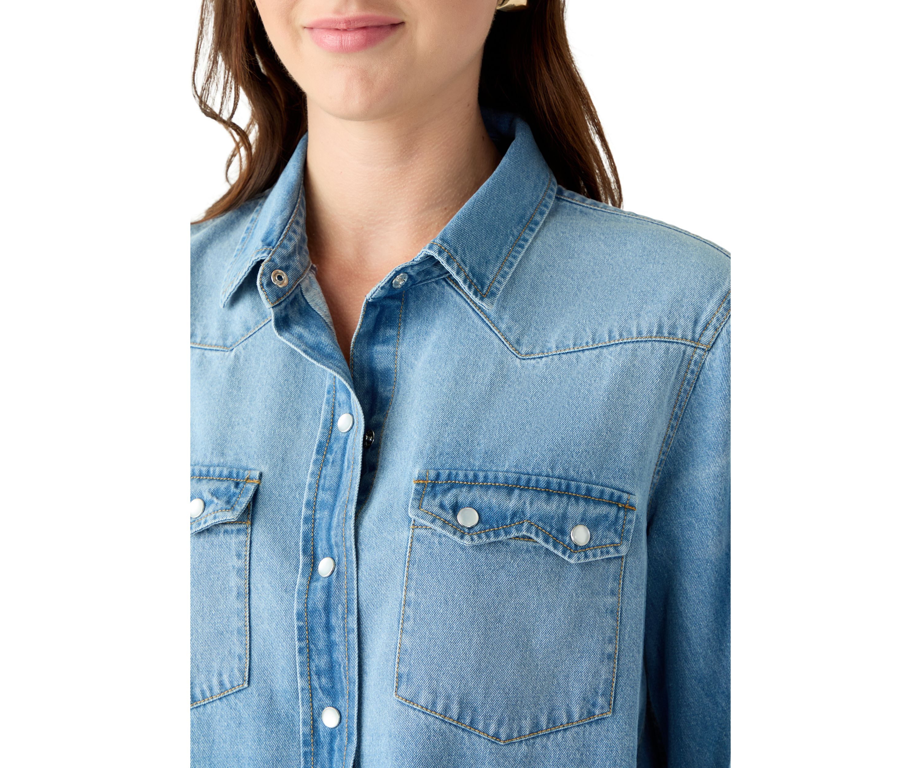 Womens Long Sleeve Western Denim Shirt