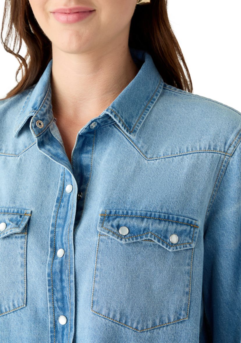 Womens Long Sleeve Western Denim Shirt