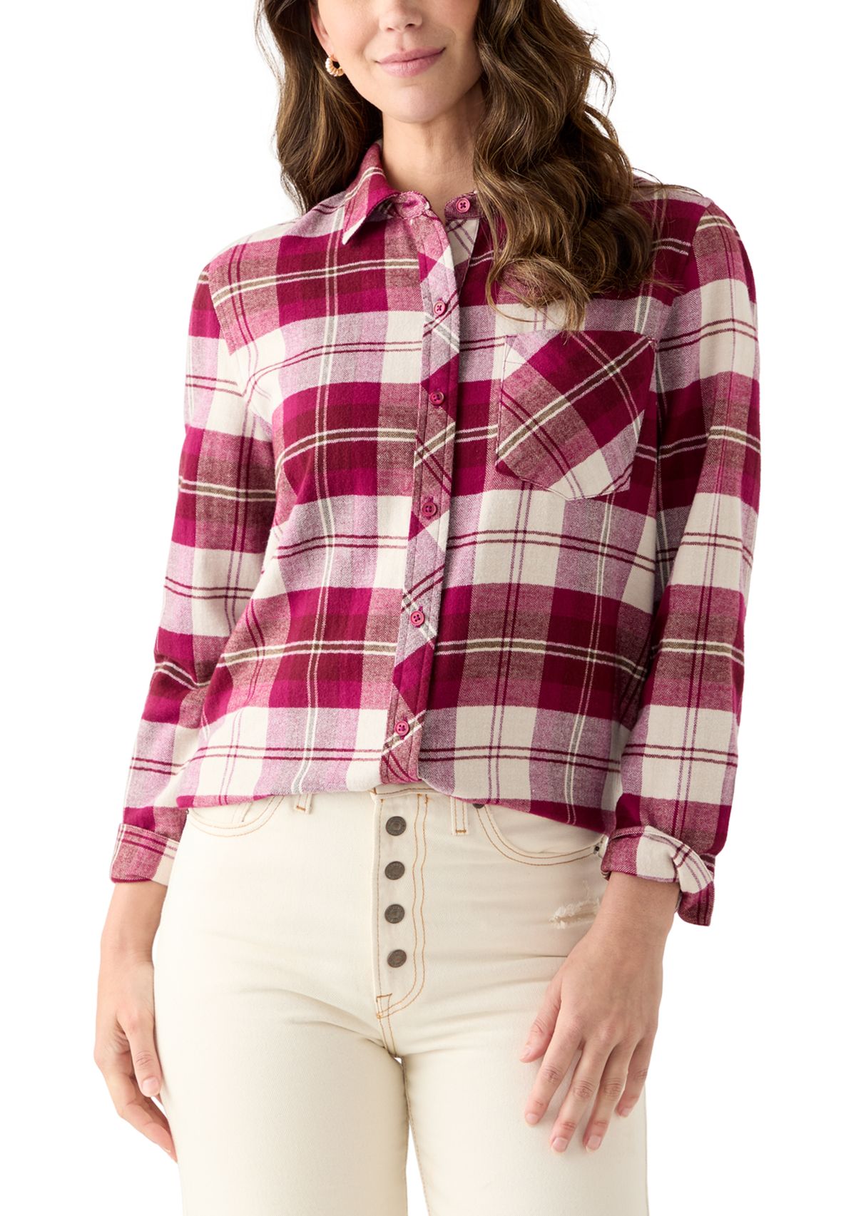 Womens Long Sleeve Soft Button Down Top