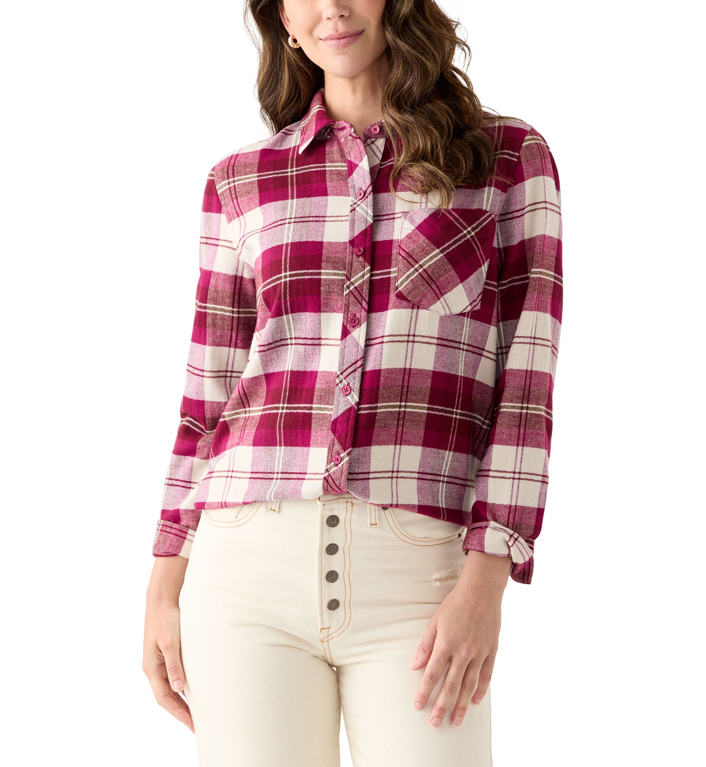Womens Long Sleeve Soft Button Down Top