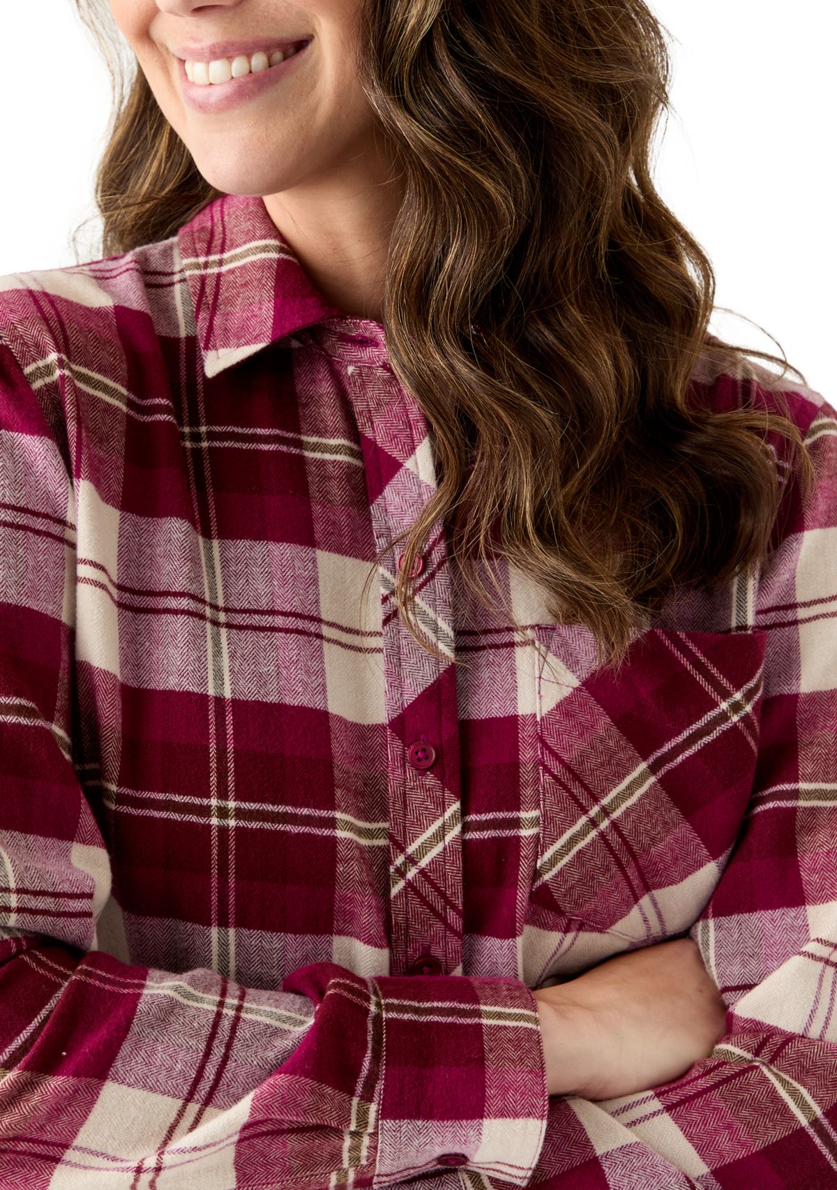 Womens Long Sleeve Soft Button Down Top