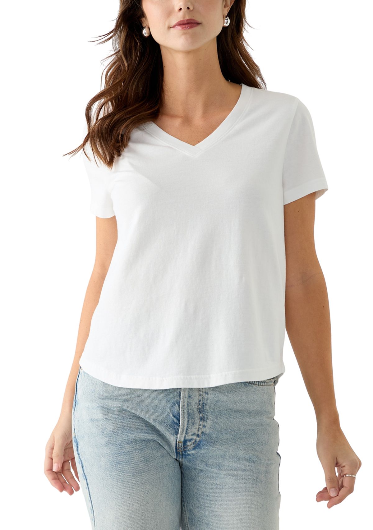 Womens Short Sleeve V-Neck Solid T-Shirt