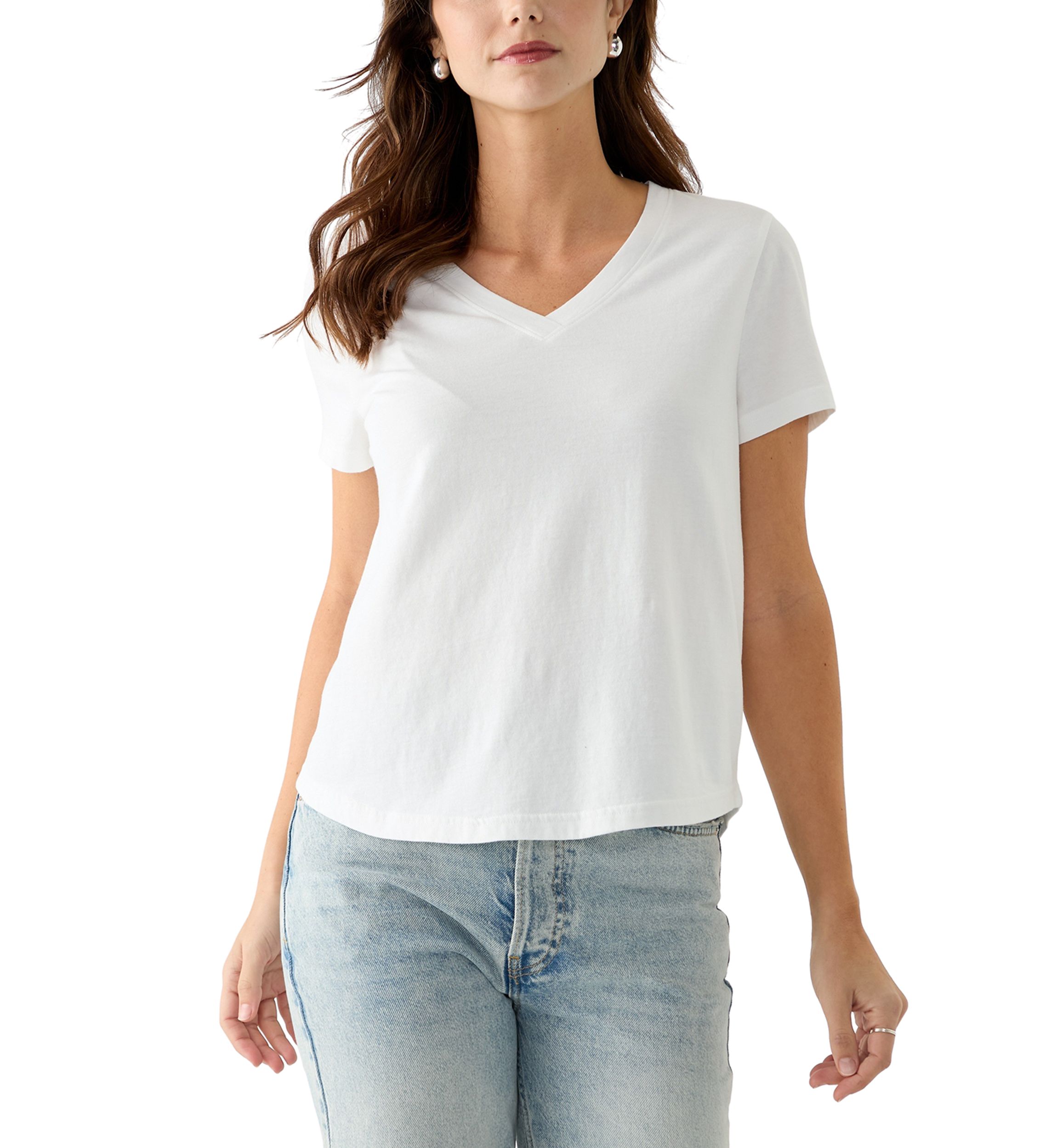 Womens Short Sleeve V-Neck Solid T-Shirt
