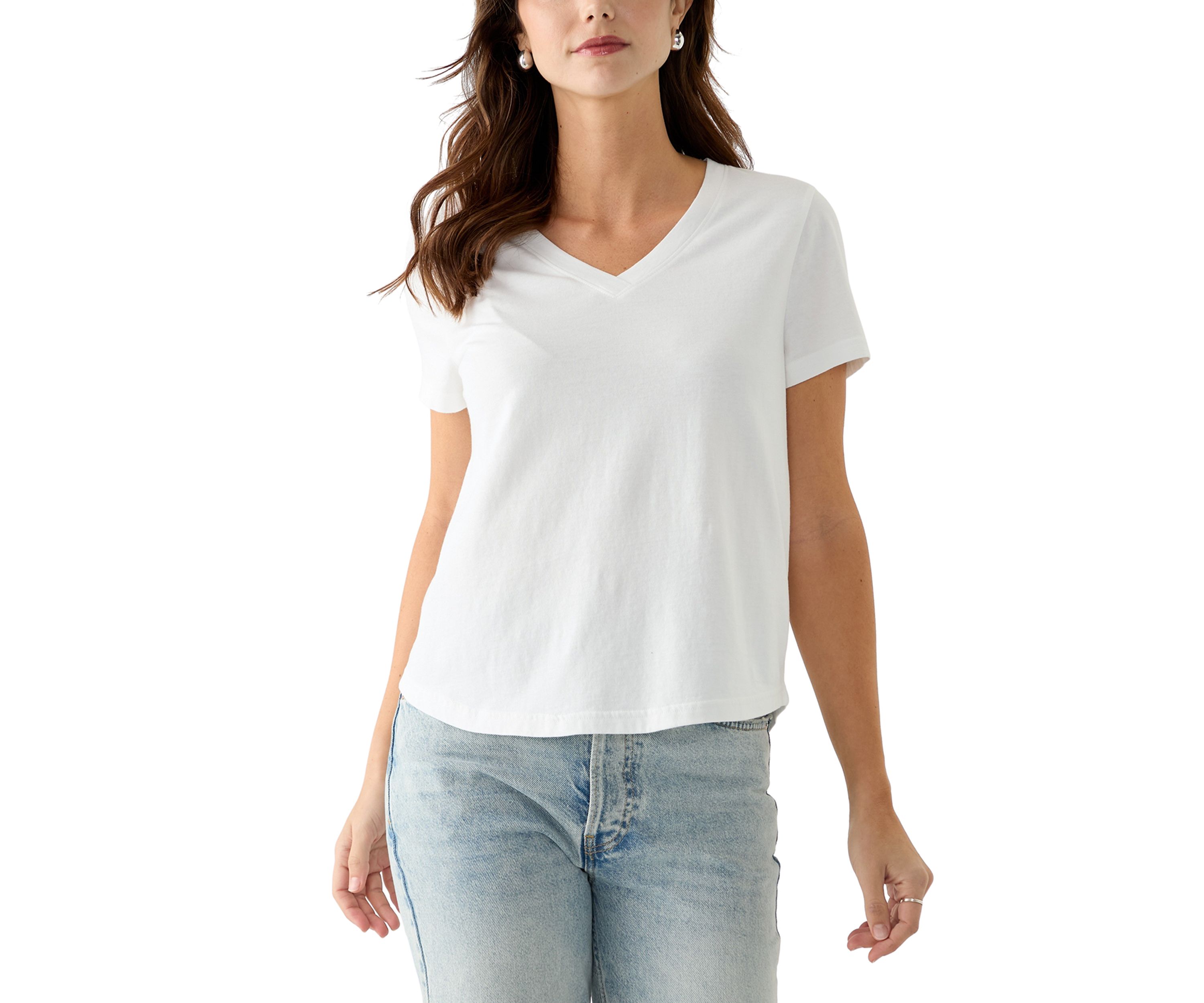 Womens Short Sleeve V-Neck Solid T-Shirt