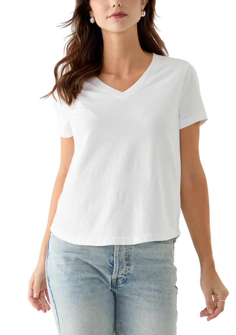 Womens Short Sleeve V-Neck Solid T-Shirt