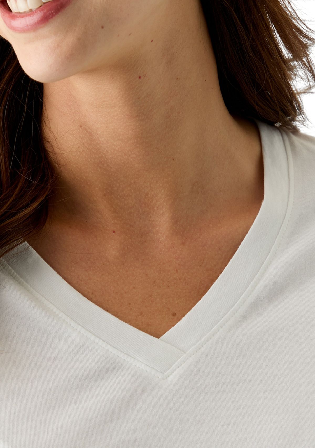 Womens Short Sleeve V-Neck Solid T-Shirt