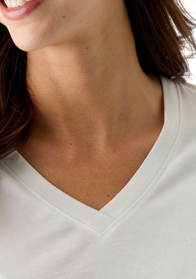 Womens Short Sleeve V-Neck Solid T-Shirt