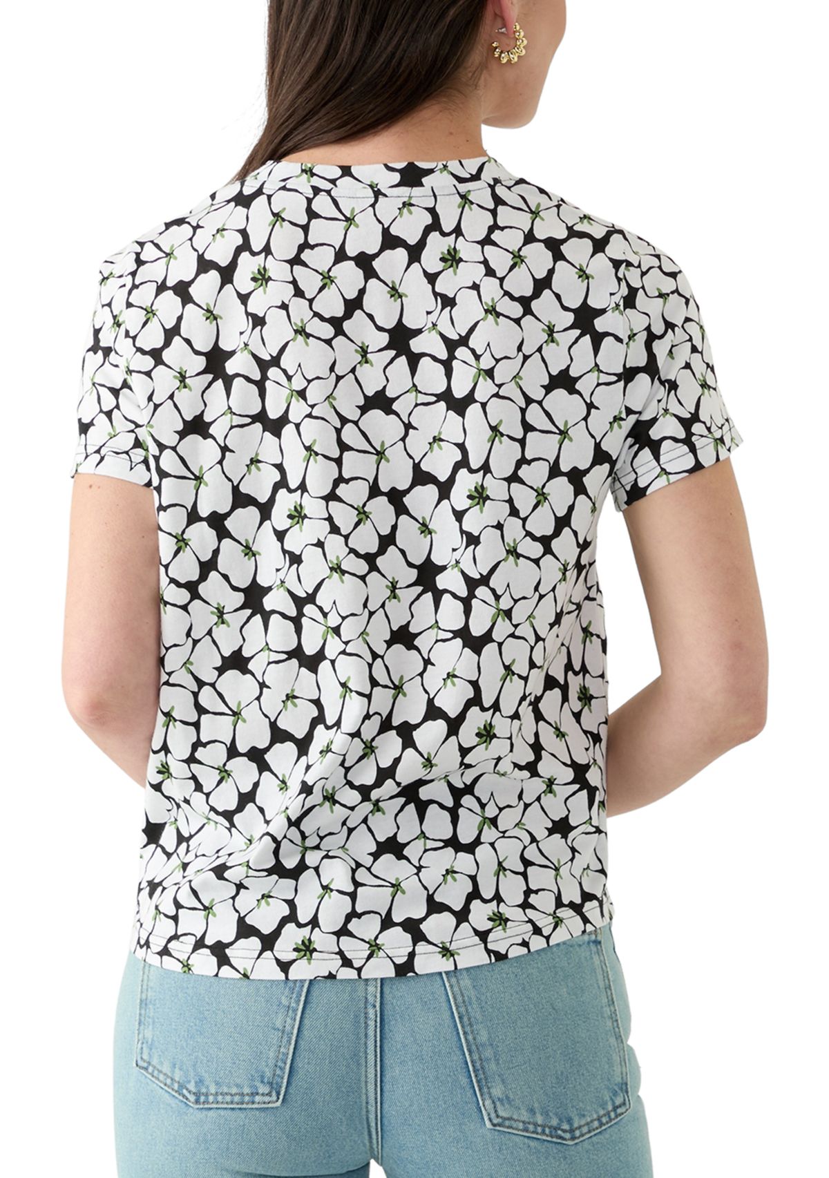 Womens Short Sleeve V-Neck Printed T-Shirt