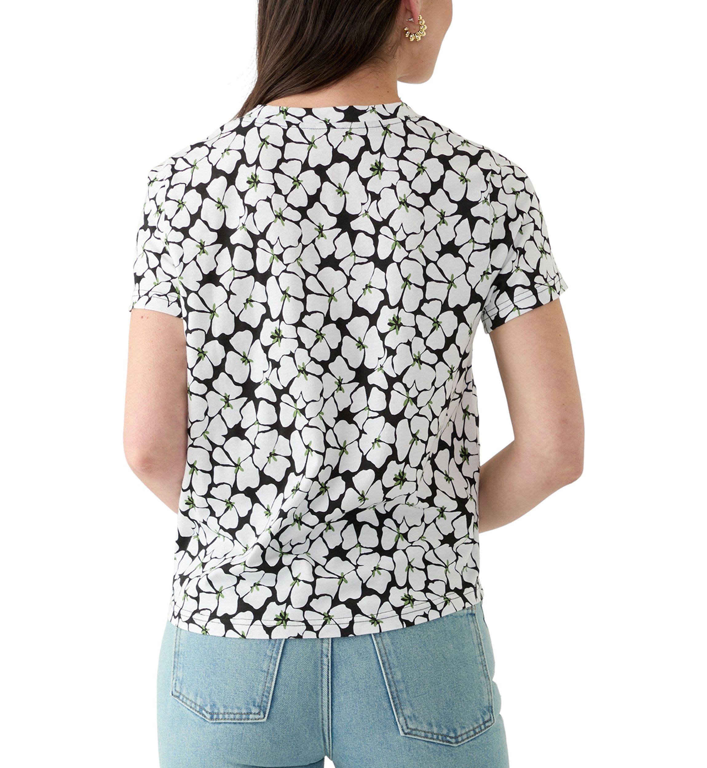 Womens Short Sleeve V-Neck Printed T-Shirt