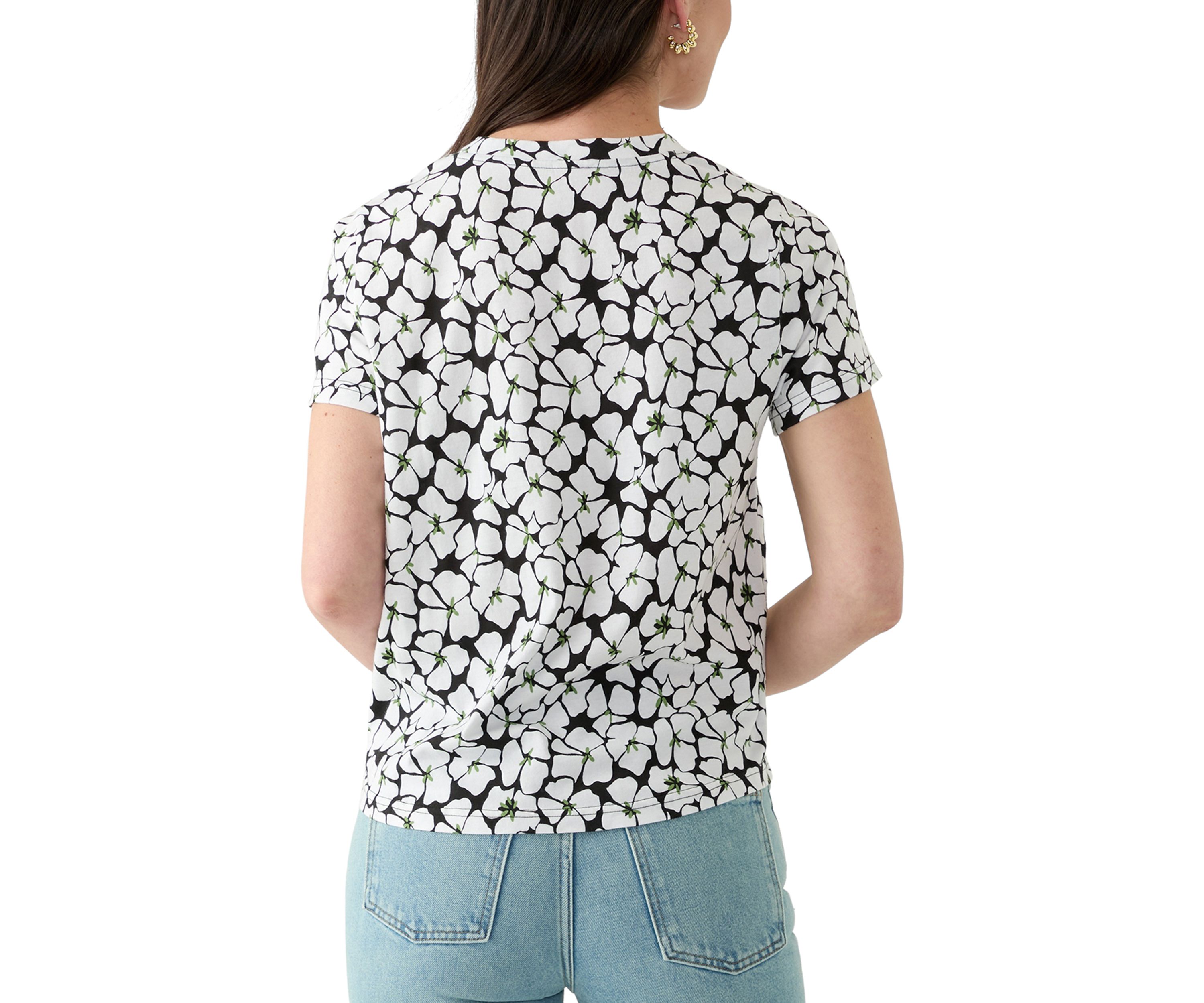Womens Short Sleeve V-Neck Printed T-Shirt