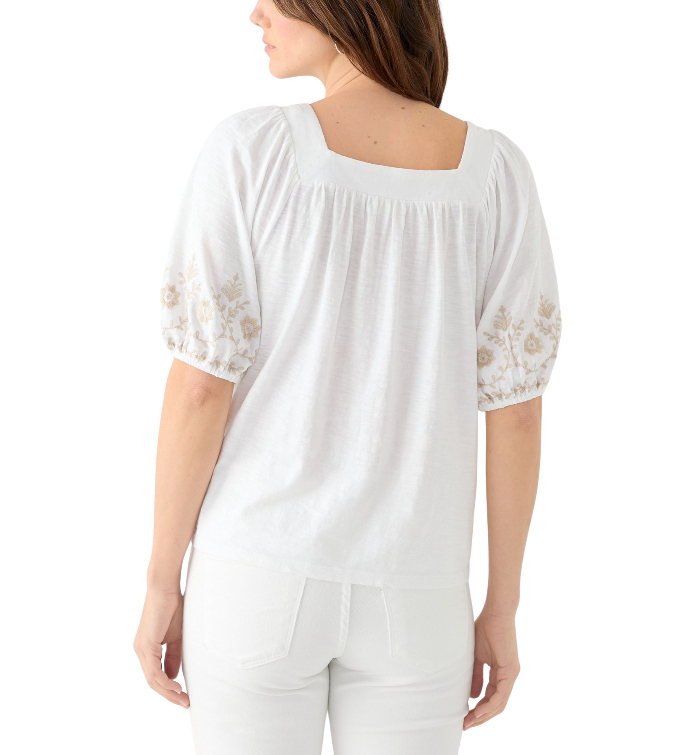 Womens Short Sleeve Embroidered Top