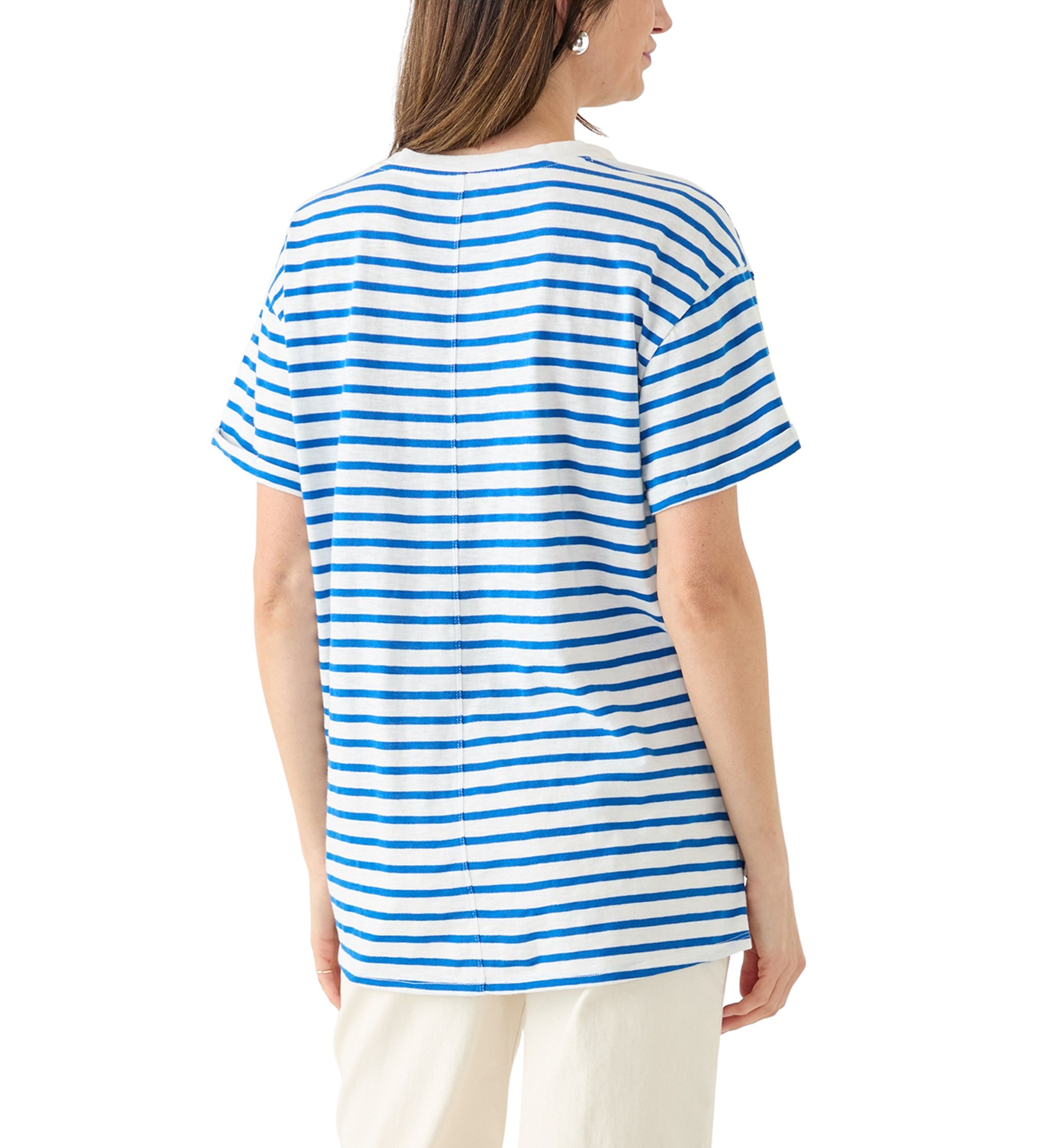 Womens Short Sleeve Striped Vintage Boyfriend T-Shirt 