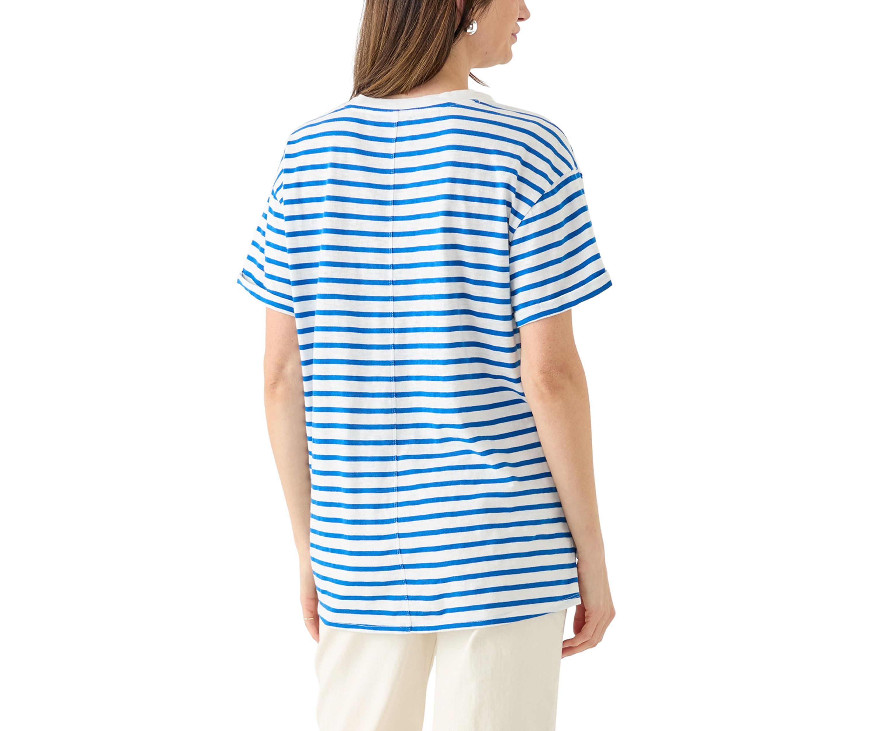 Womens Short Sleeve Striped Vintage Boyfriend T-Shirt 