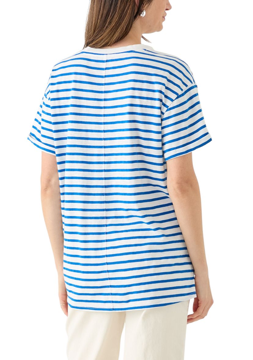 Womens Short Sleeve Striped Vintage Boyfriend T-Shirt 