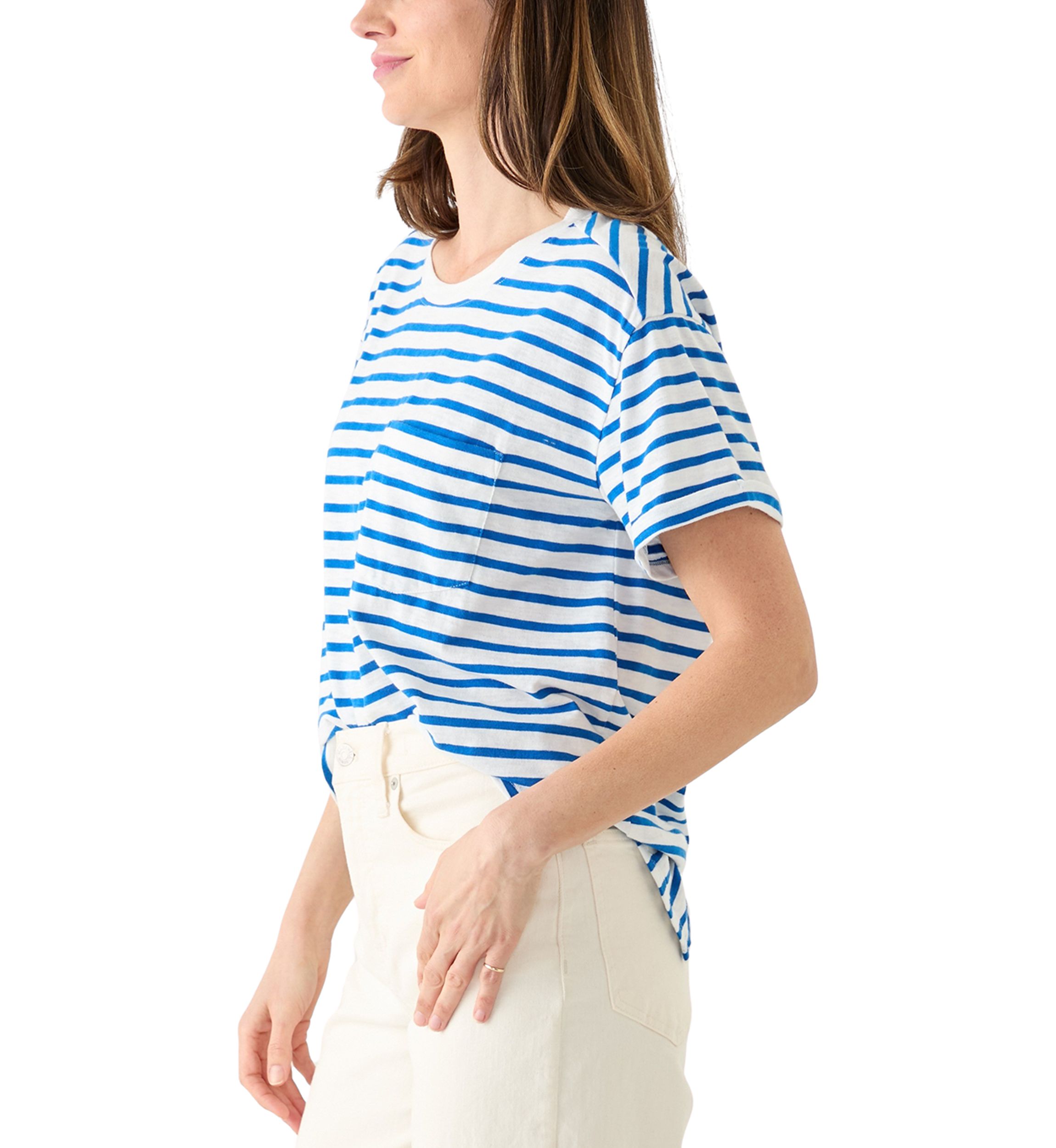 Womens Short Sleeve Striped Vintage Boyfriend T-Shirt 