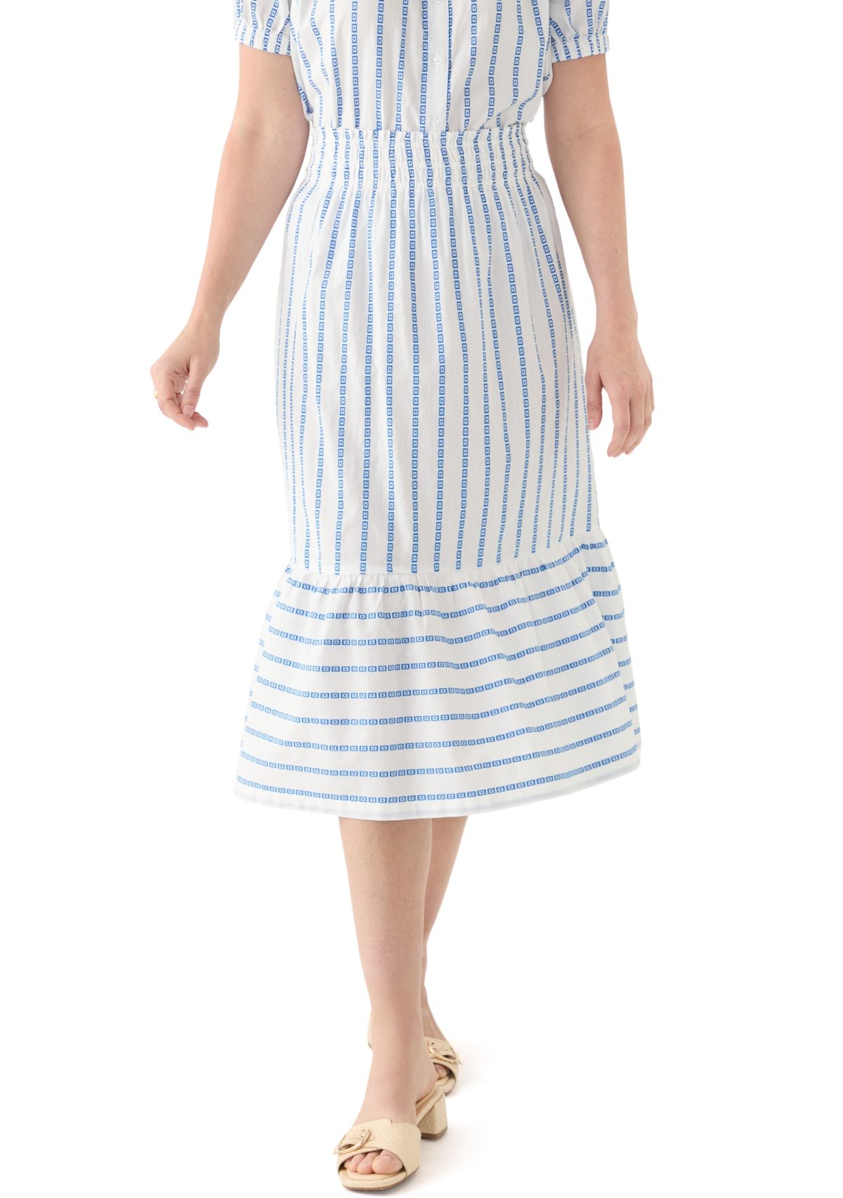 Womens Smocked Waist Midi Skirt 
