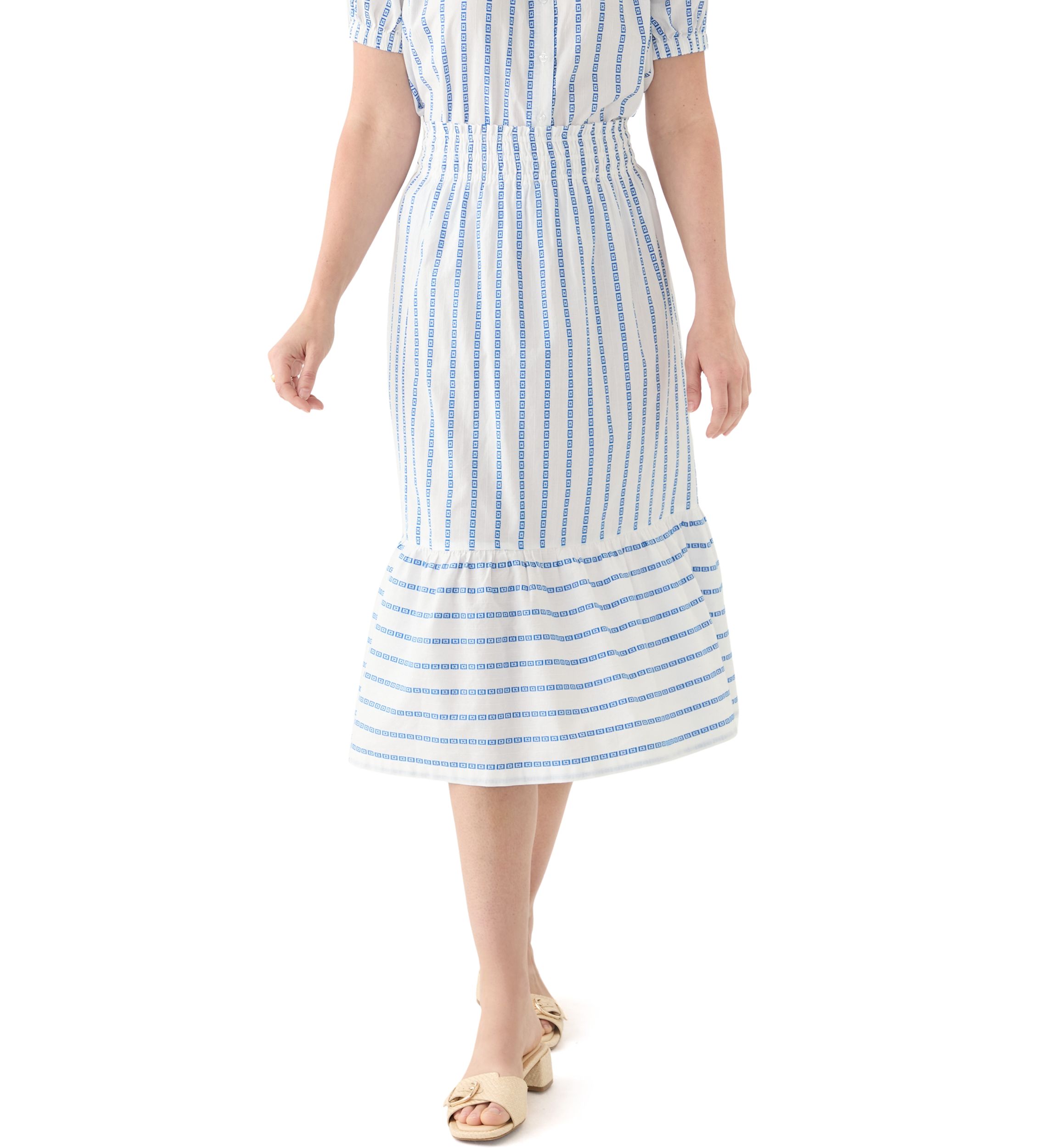 Womens Smocked Waist Midi Skirt 