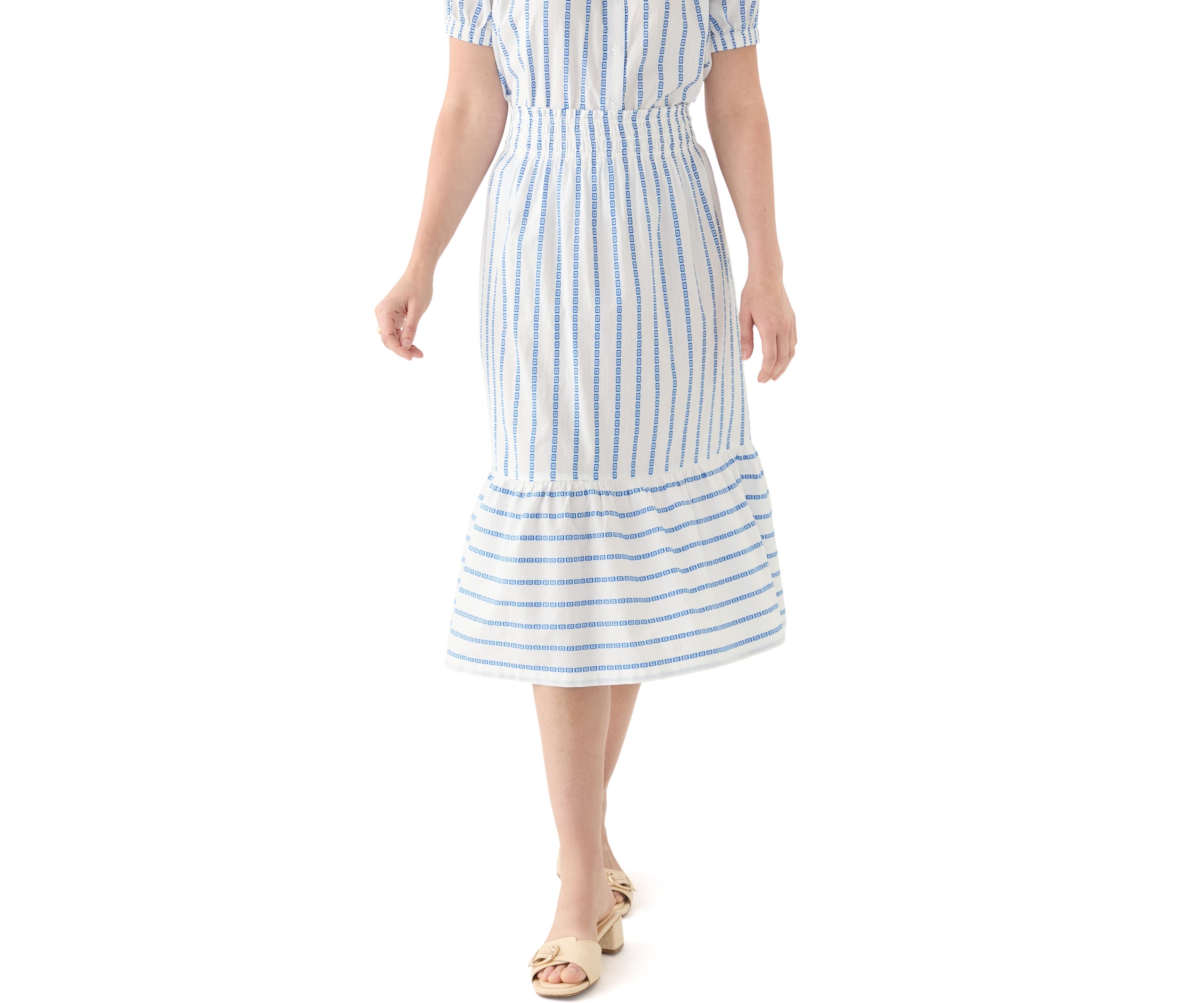 Womens Smocked Waist Midi Skirt 
