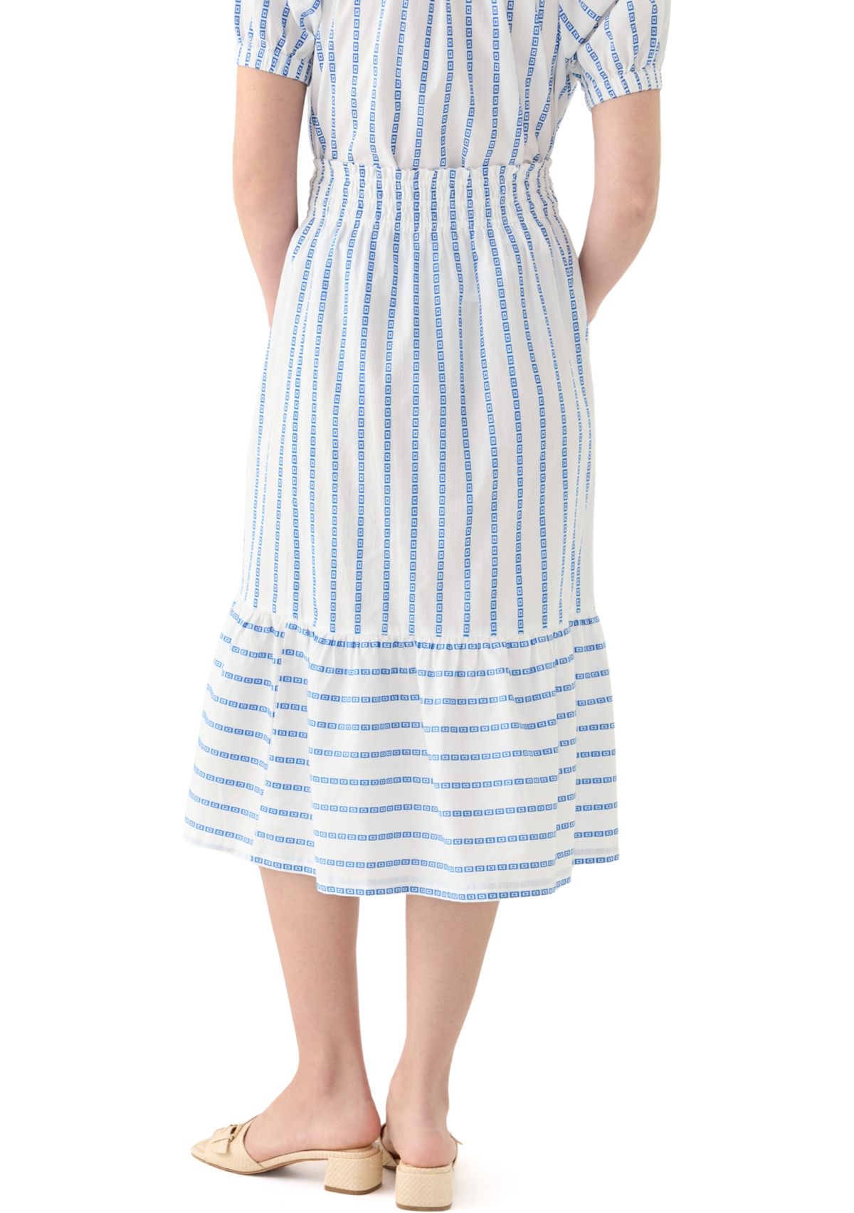 Womens Smocked Waist Midi Skirt 