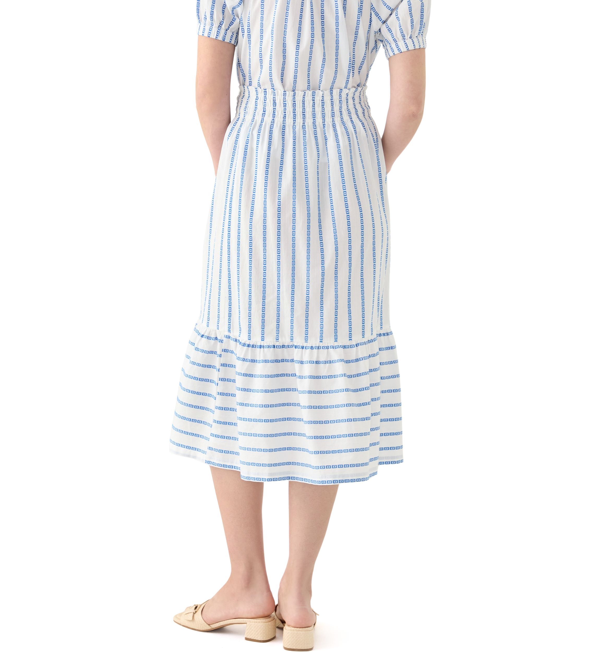 Womens Smocked Waist Midi Skirt 