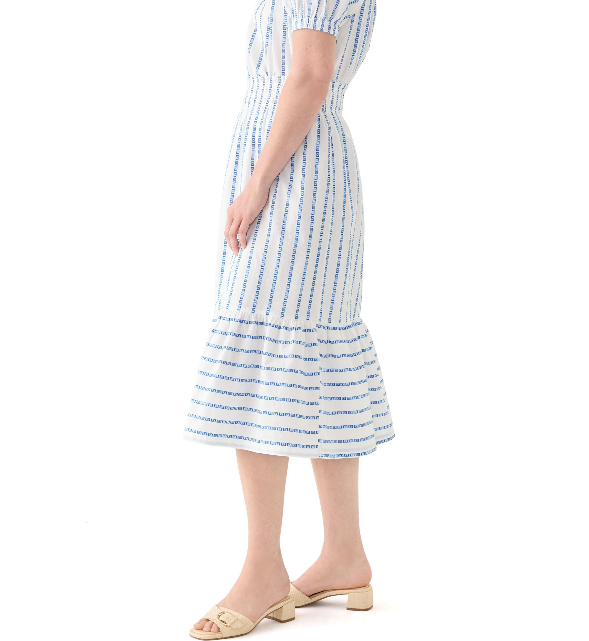 Womens Smocked Waist Midi Skirt 