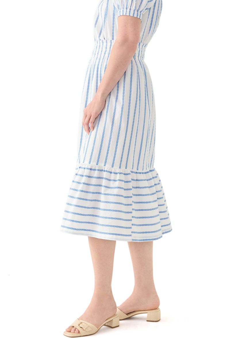 Womens Smocked Waist Midi Skirt 