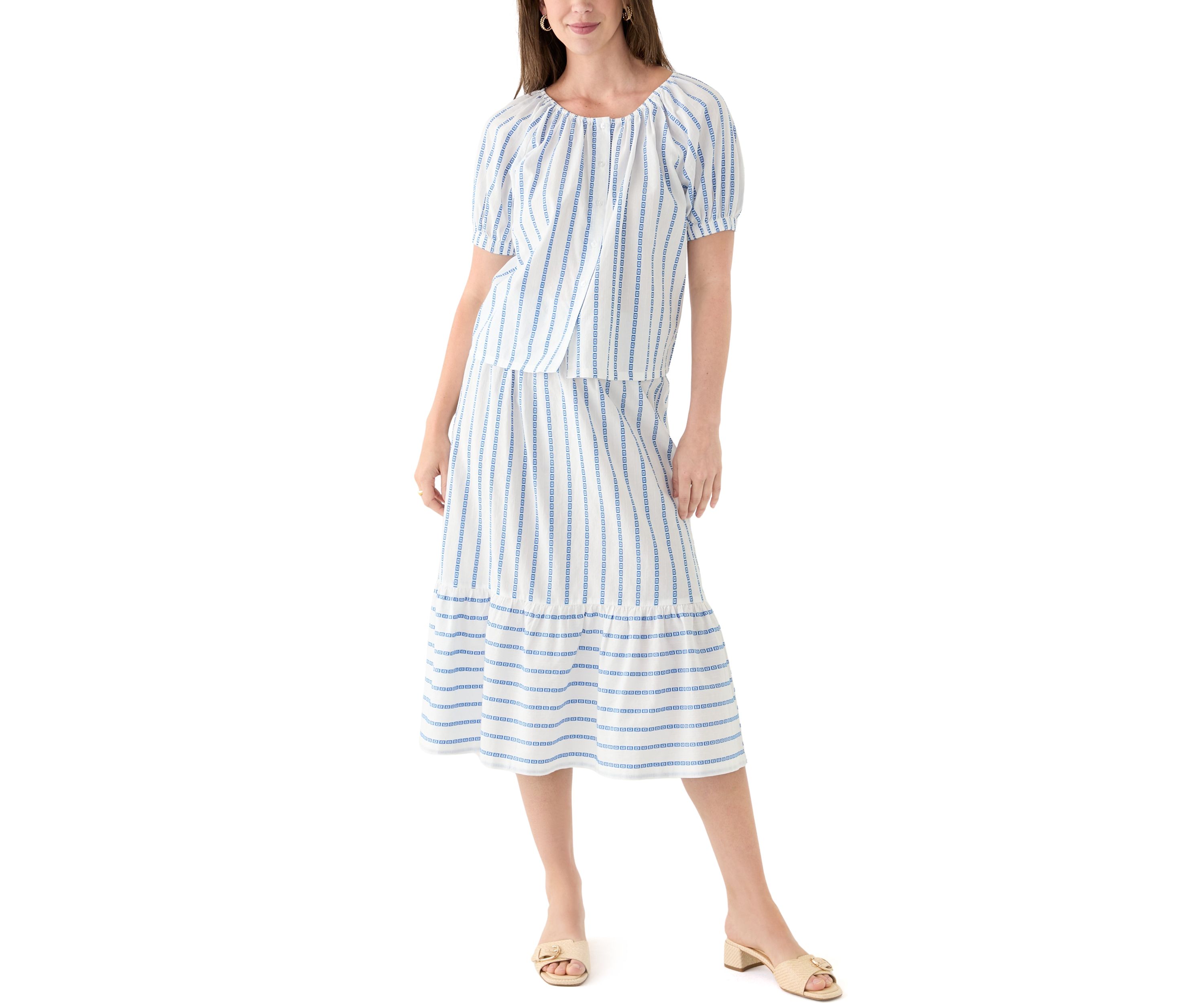 Womens Smocked Waist Midi Skirt 
