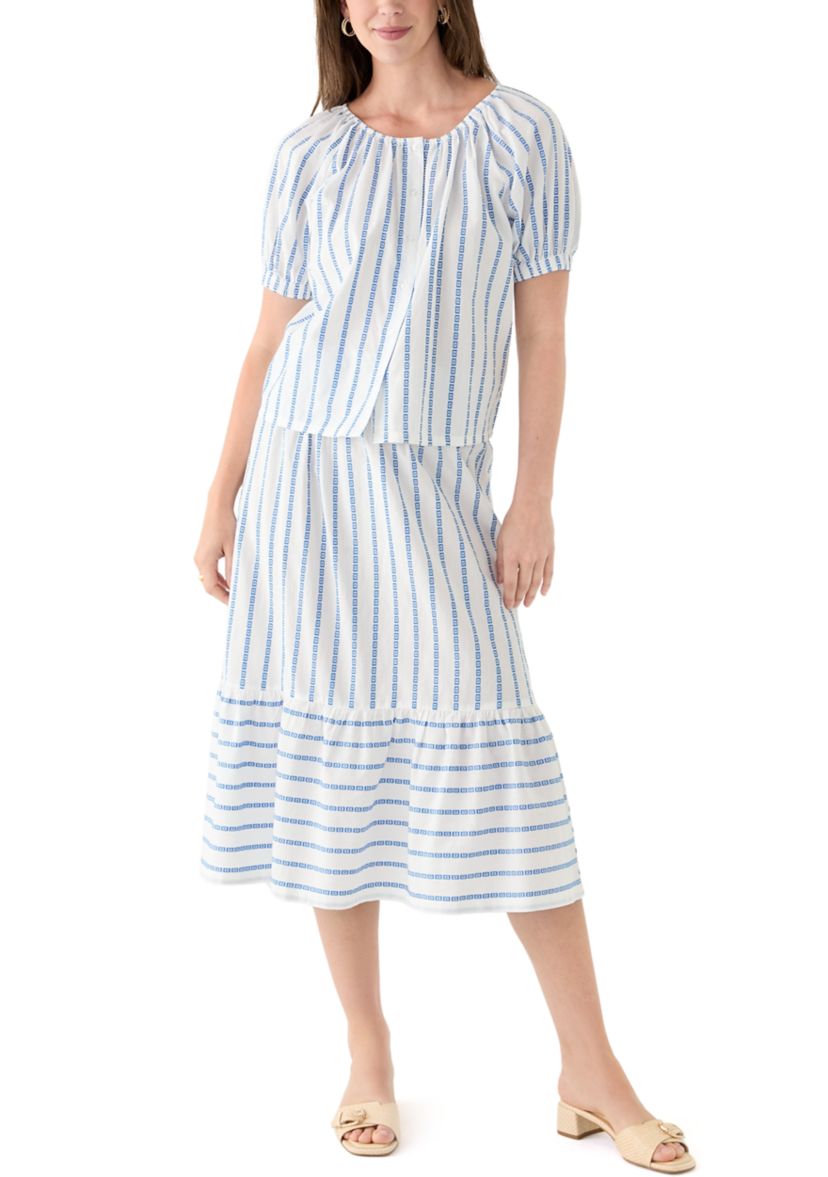 Womens Smocked Waist Midi Skirt 