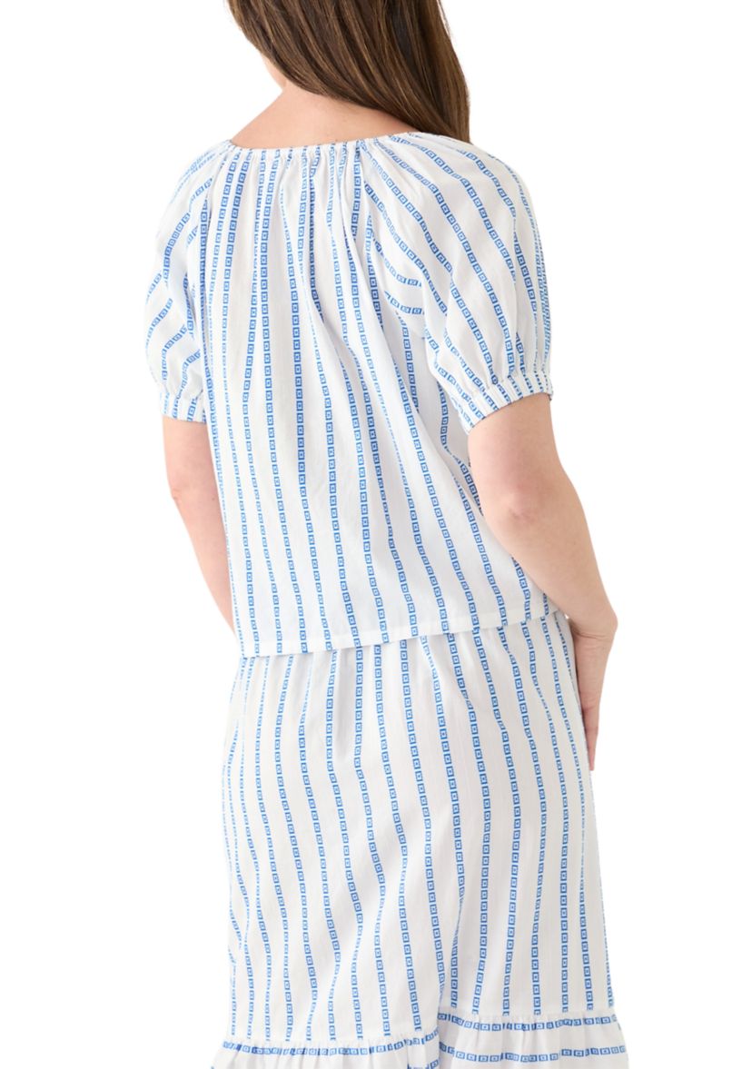 Womens Scoop Neck Button Front Top 