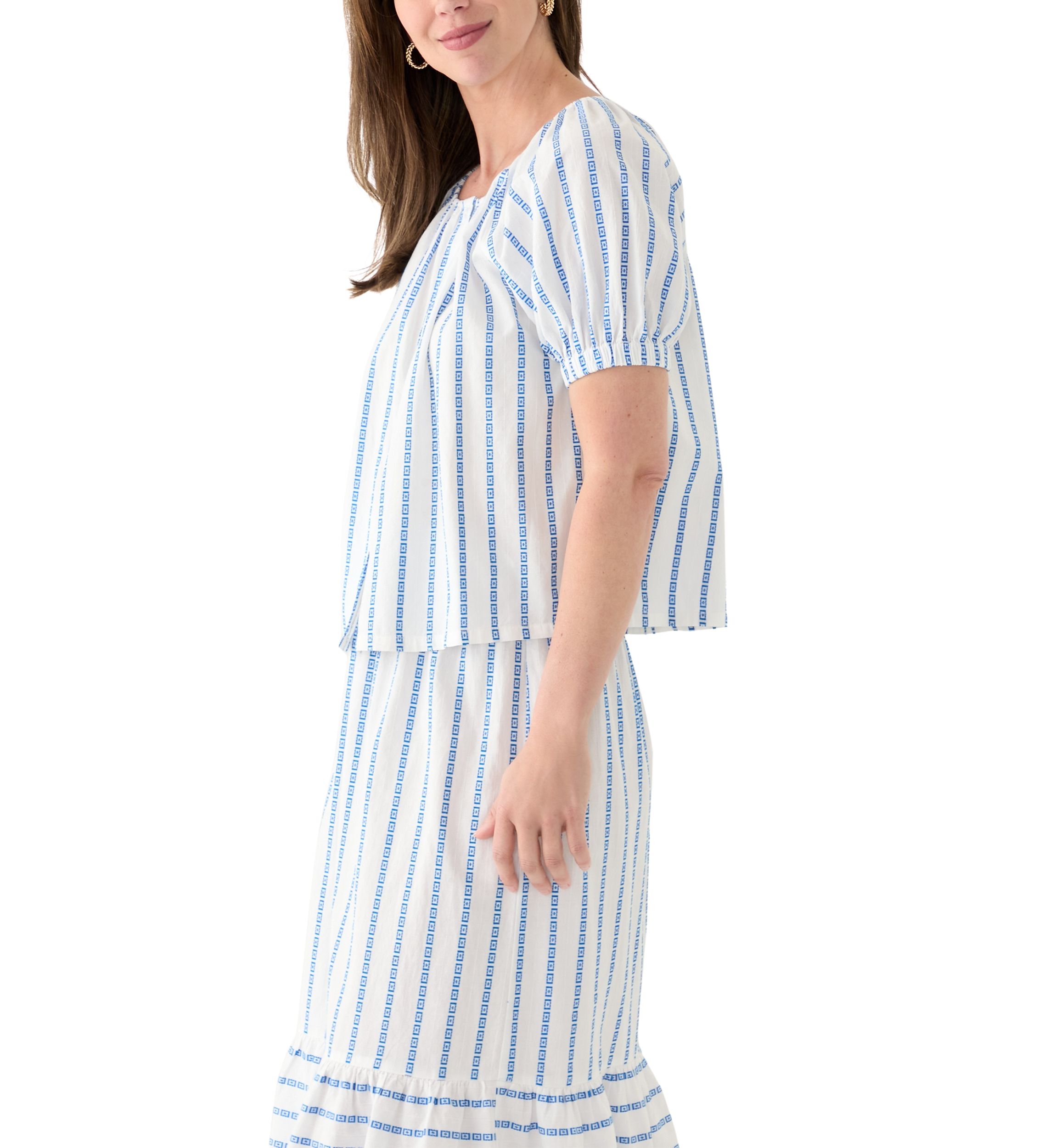 Womens Scoop Neck Button Front Top 