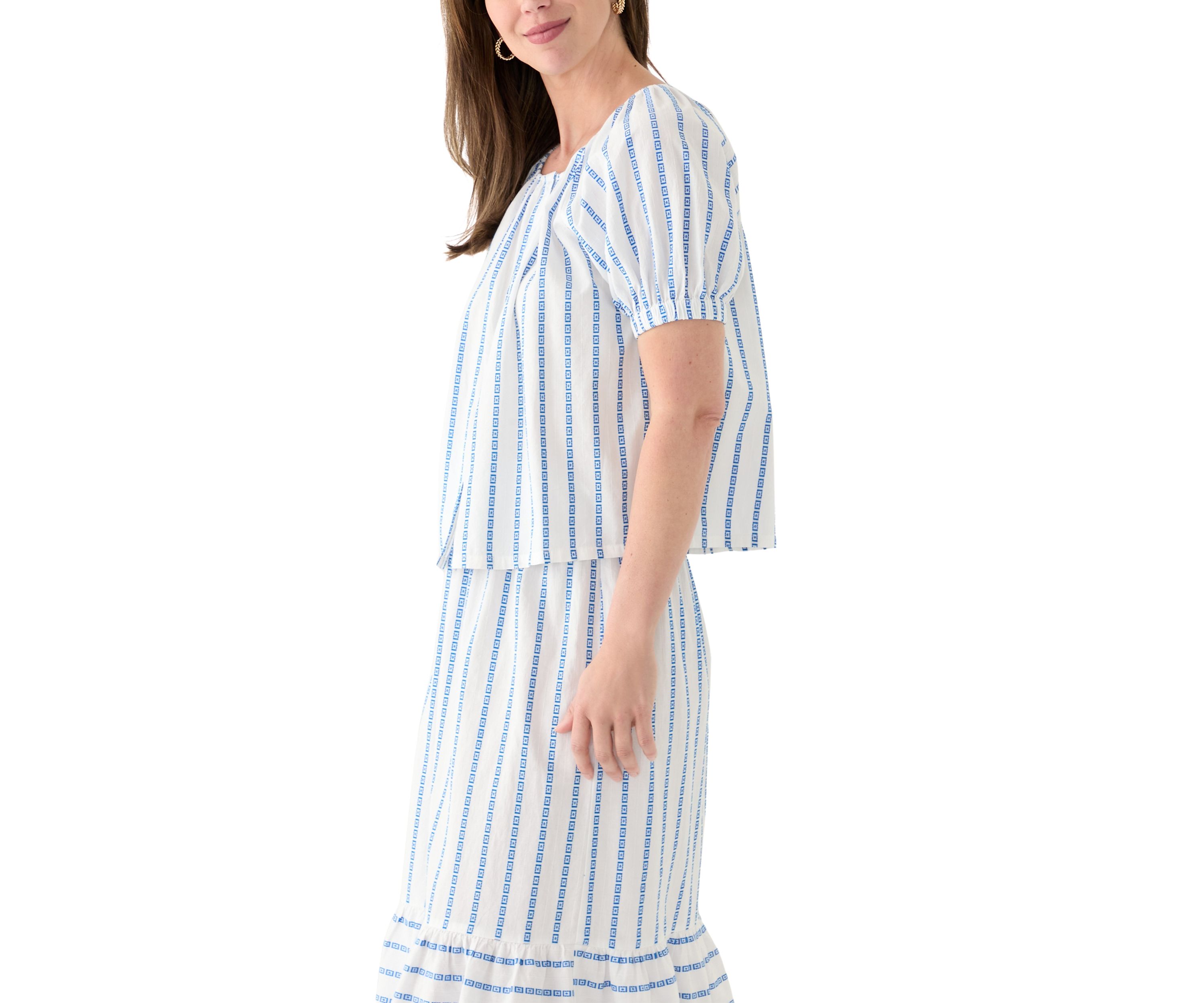 Womens Scoop Neck Button Front Top 