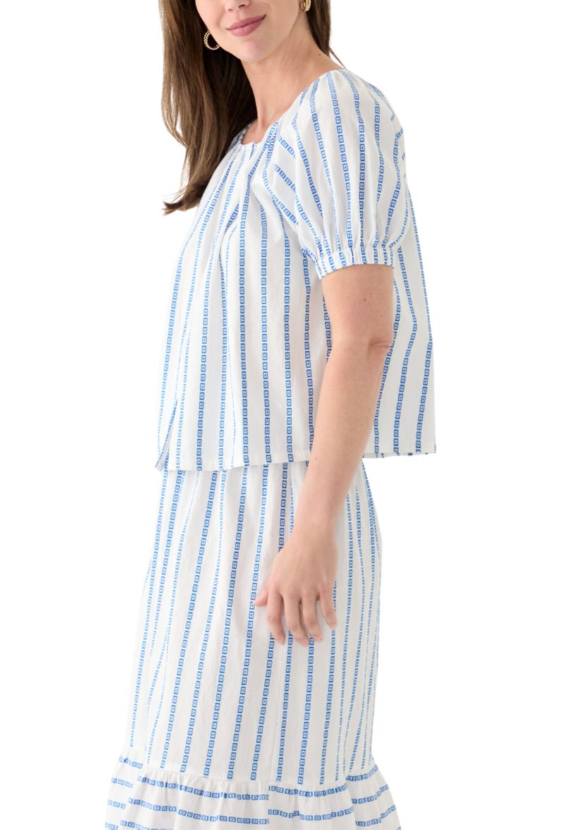 Womens Scoop Neck Button Front Top 