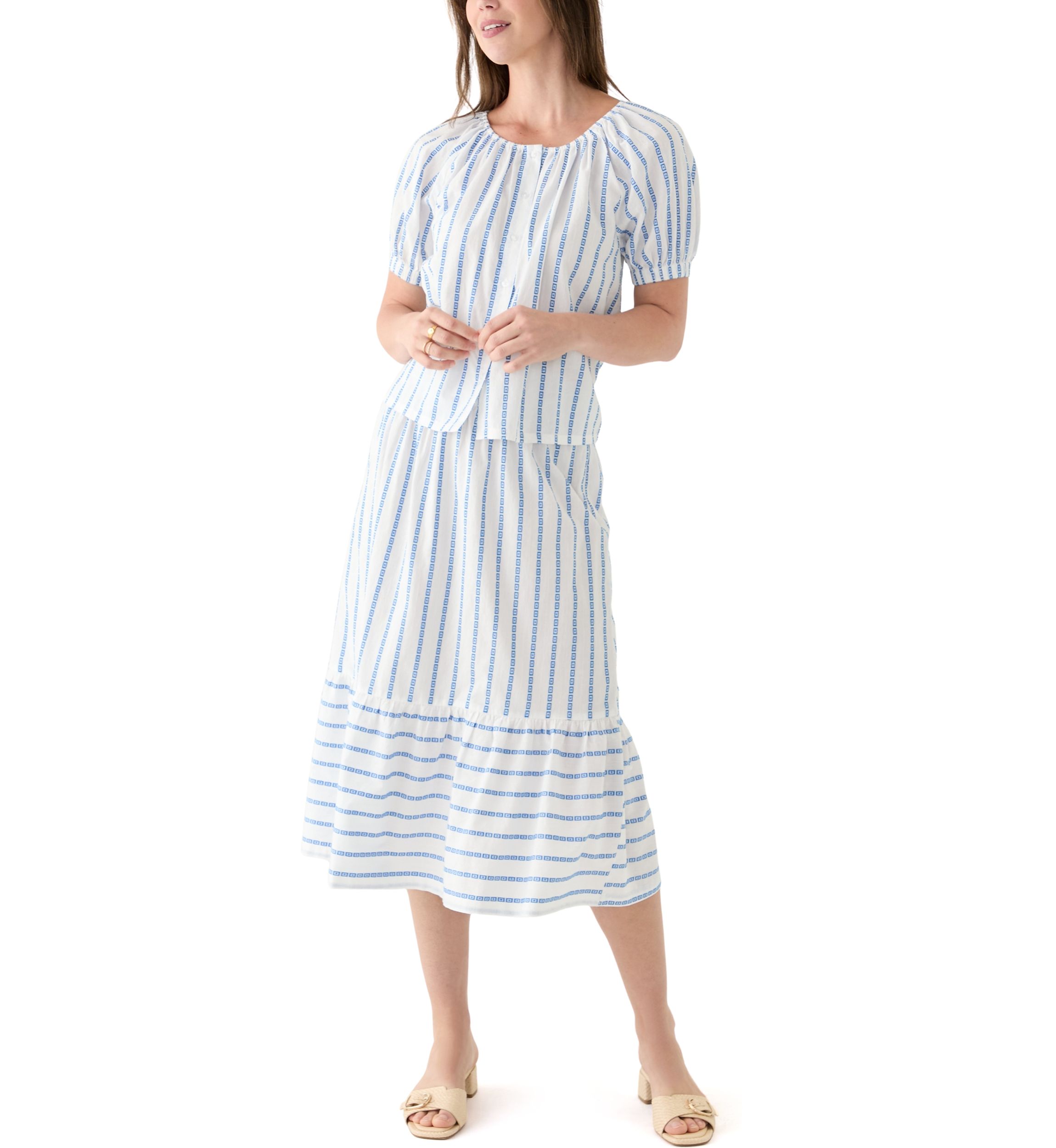 Womens Scoop Neck Button Front Top 