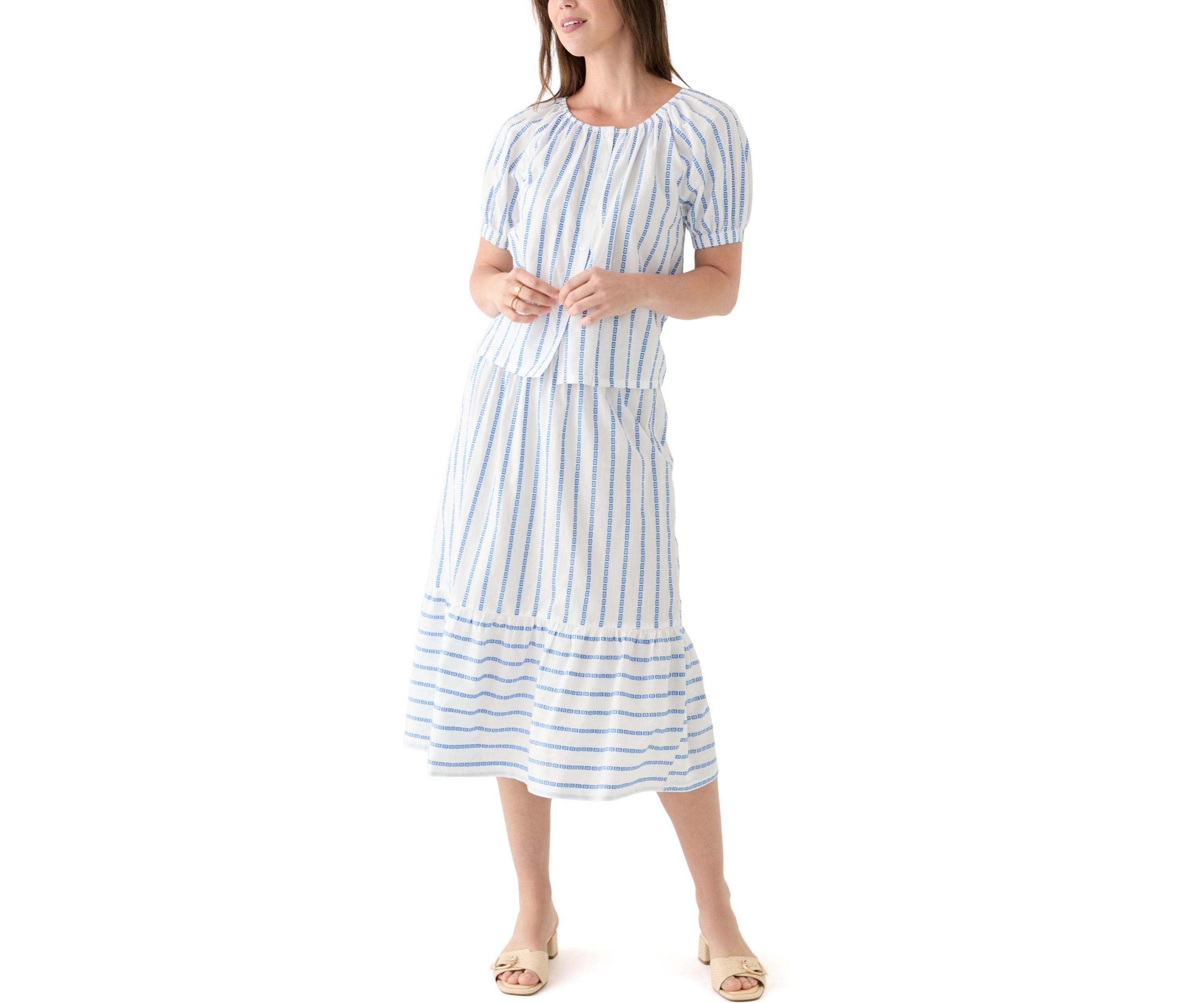 Womens Scoop Neck Button Front Top 