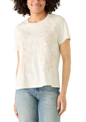 Wonderly Women's Short Sleeve Embroidered T-Shirt, 2XL