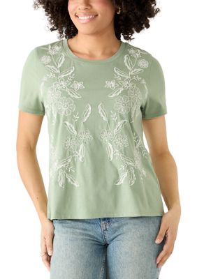 Wonderly Women's Short Sleeve Embroidered T-Shirt, 2XL