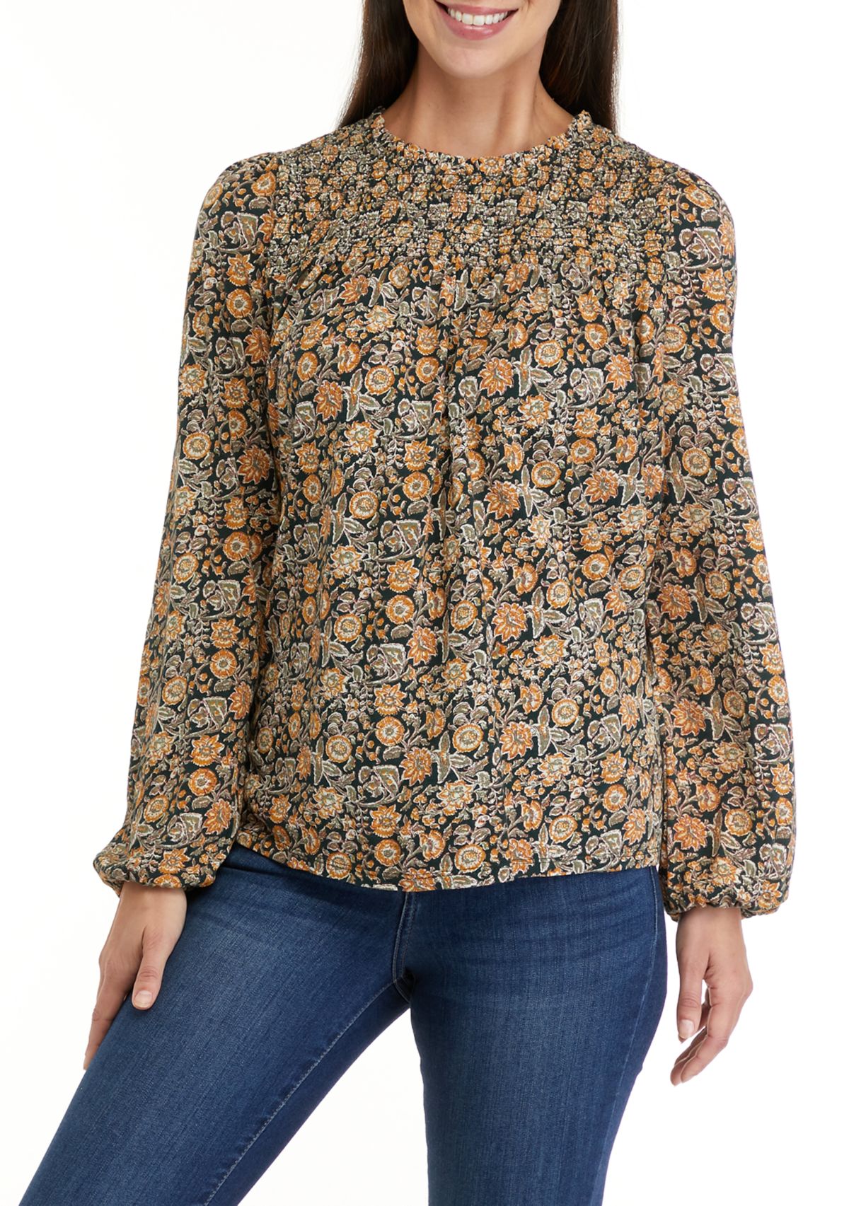 Petite Shirred Yoke Top