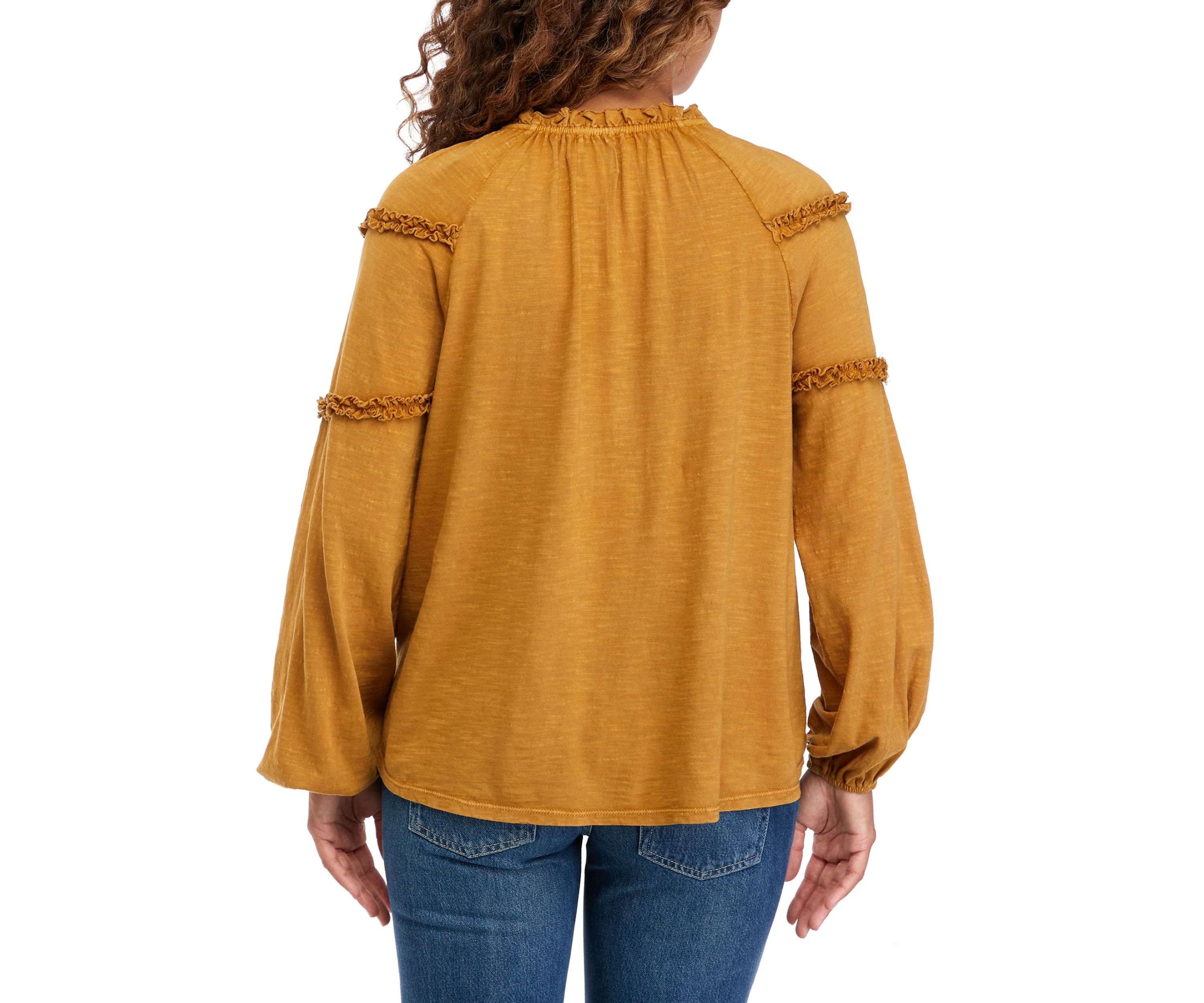 Petite Solid Peasant Top